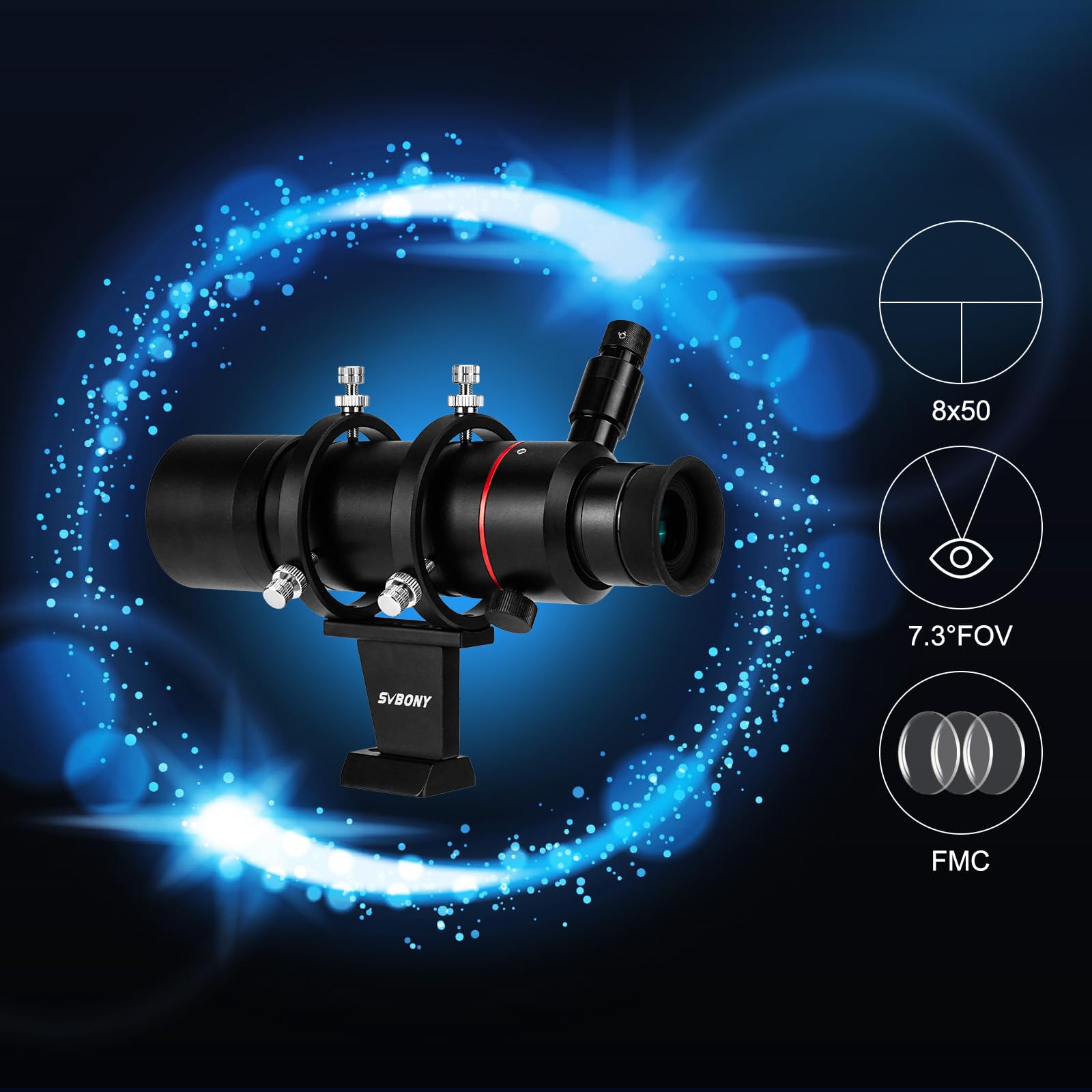 Svbony Sv208 Finder Scope, Straight-Through Corrected Image Fmc Lens With Illuminated, 8X50 Finderscope For Astronomical Telesco