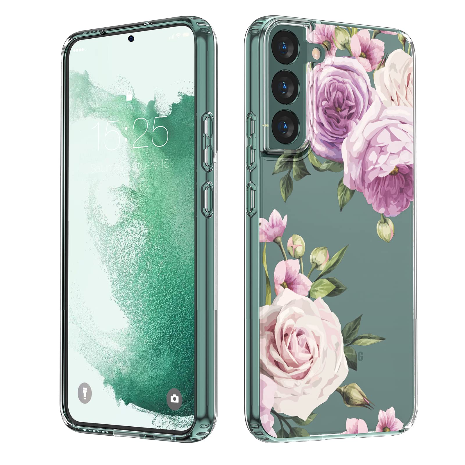 MILPROX Compatible with Samsung Galaxy S22 Flower Case, Cute Case Design for Girls Women,Shockproof Floral Pattern Hard Back for