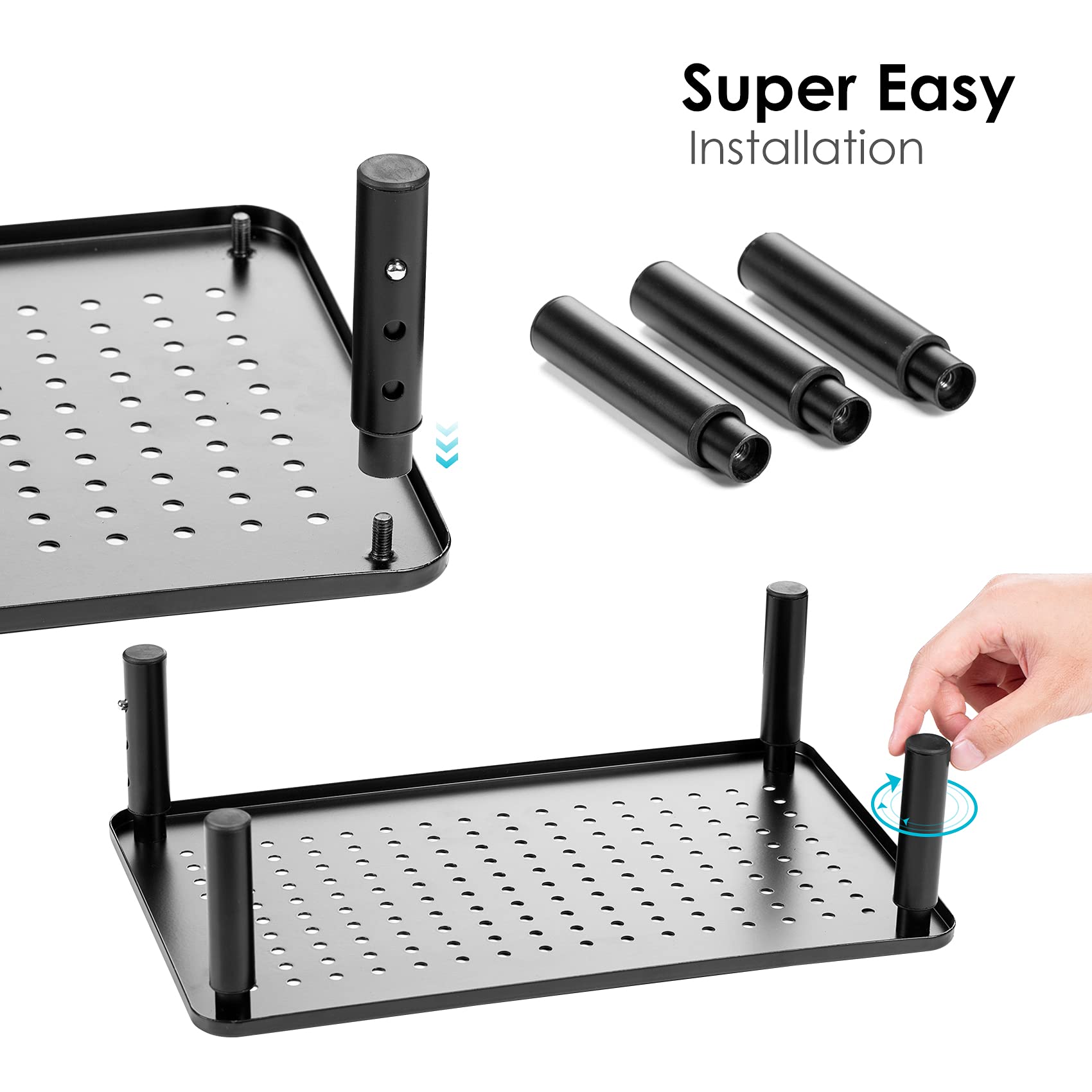 Loteyike Tv/Monitor Riser Desktop Stand, Flat Screen, Sturdy Metal Laptop Computer Shelf For Printer, Imac, 3 Height Adjustable