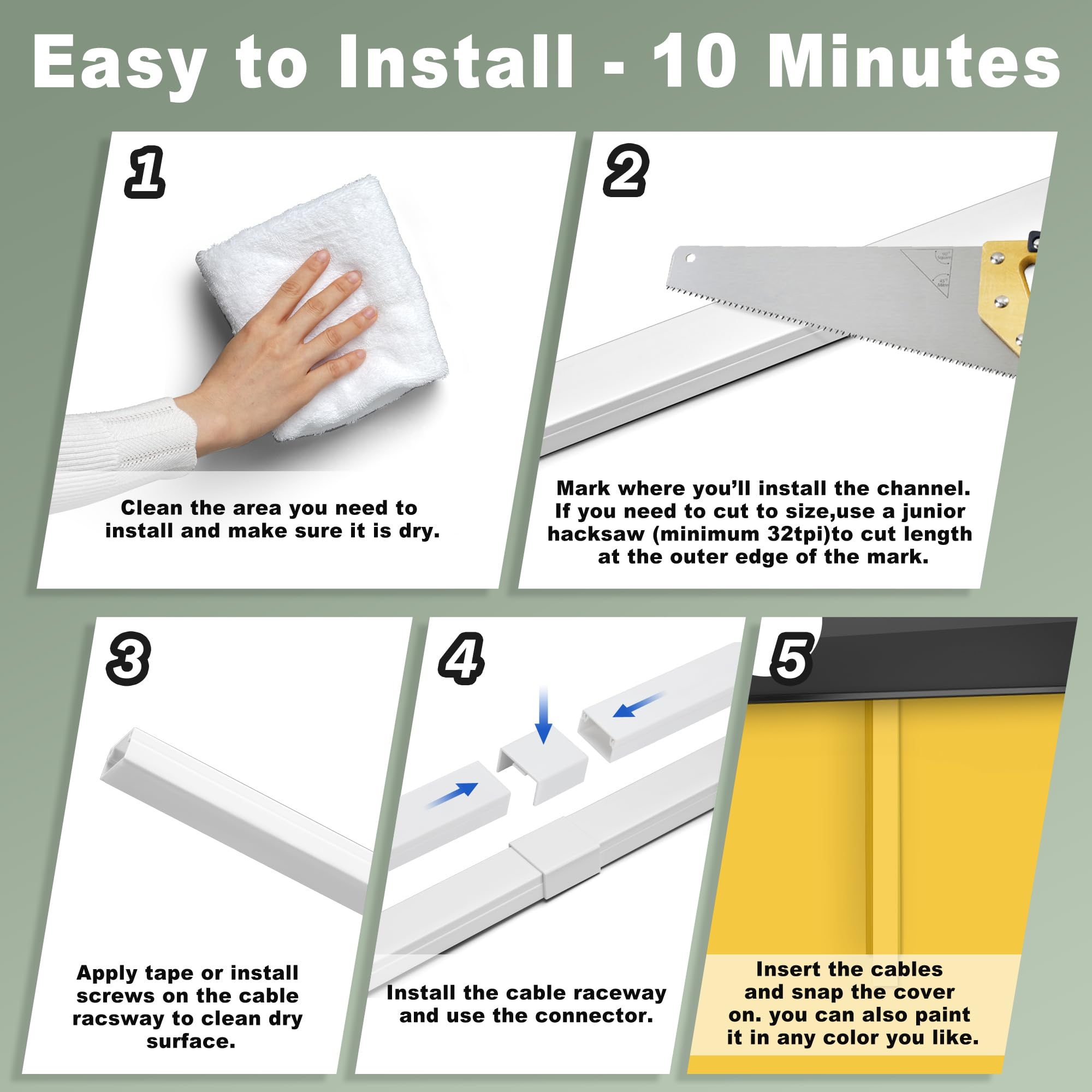 Wall Cable Hider To 3 4 Wires, Lzeoy 172In Cord Hider For Wall Mount Tv, White Cord Covers For Wires On Wall, Wall Cord Cover Wi