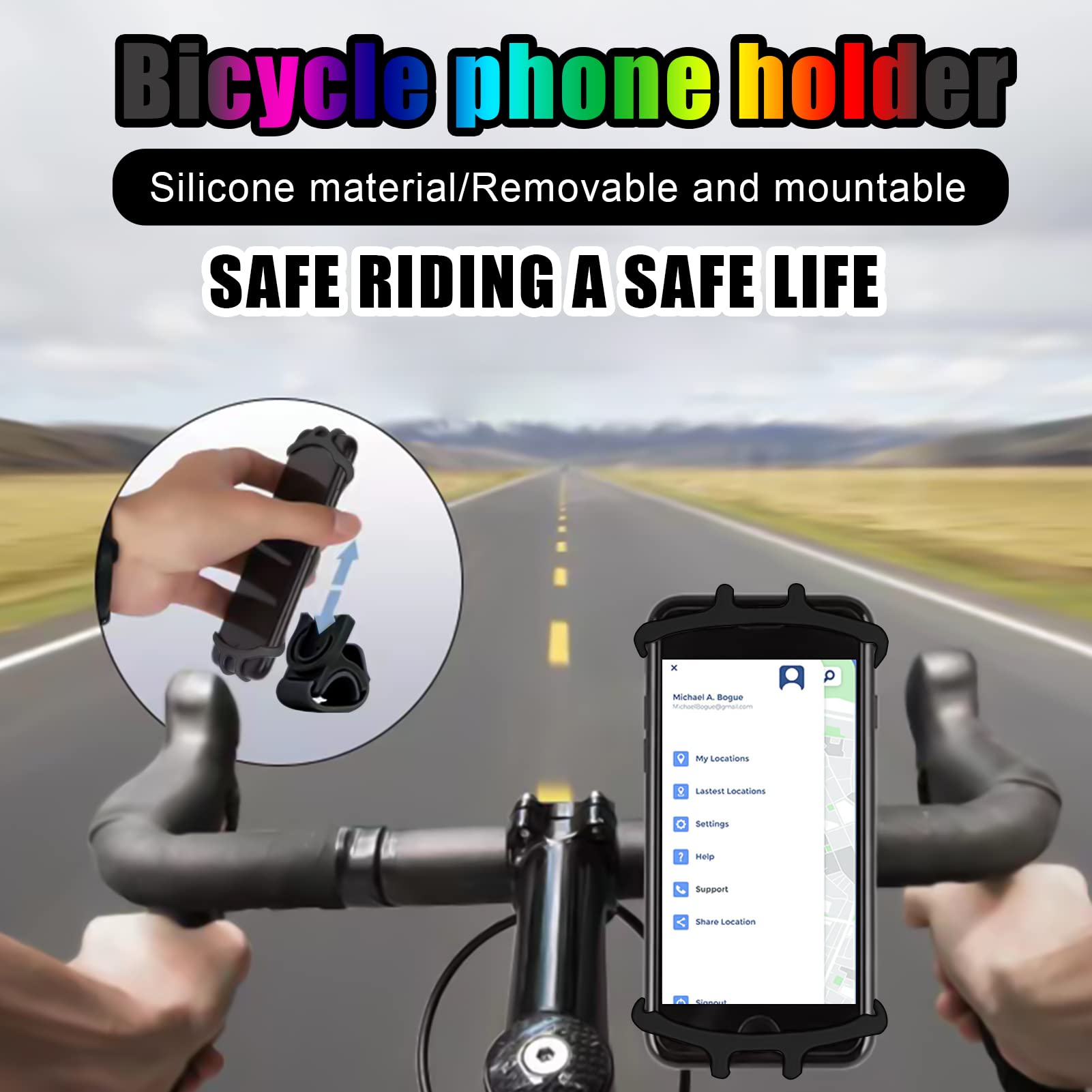 Oribox Detachable Bike Phone Holder, Universal Bicycle Motorcycle Cell Phone Mount, 360    Rotatable Adjustable Bike Phone Mount