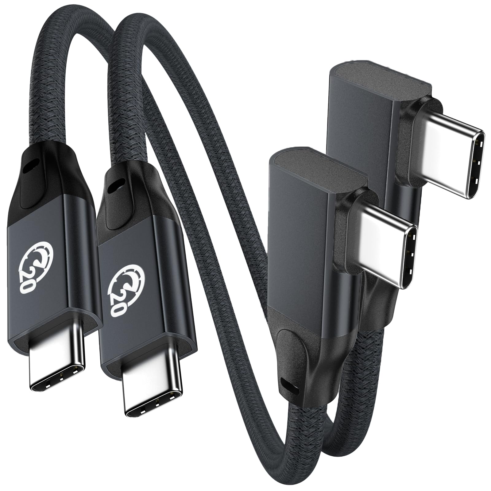 USB C Right Angle Cable 100W 6 inch 2Pack, 4K Video 20Gbps USBC 3.2 Cable