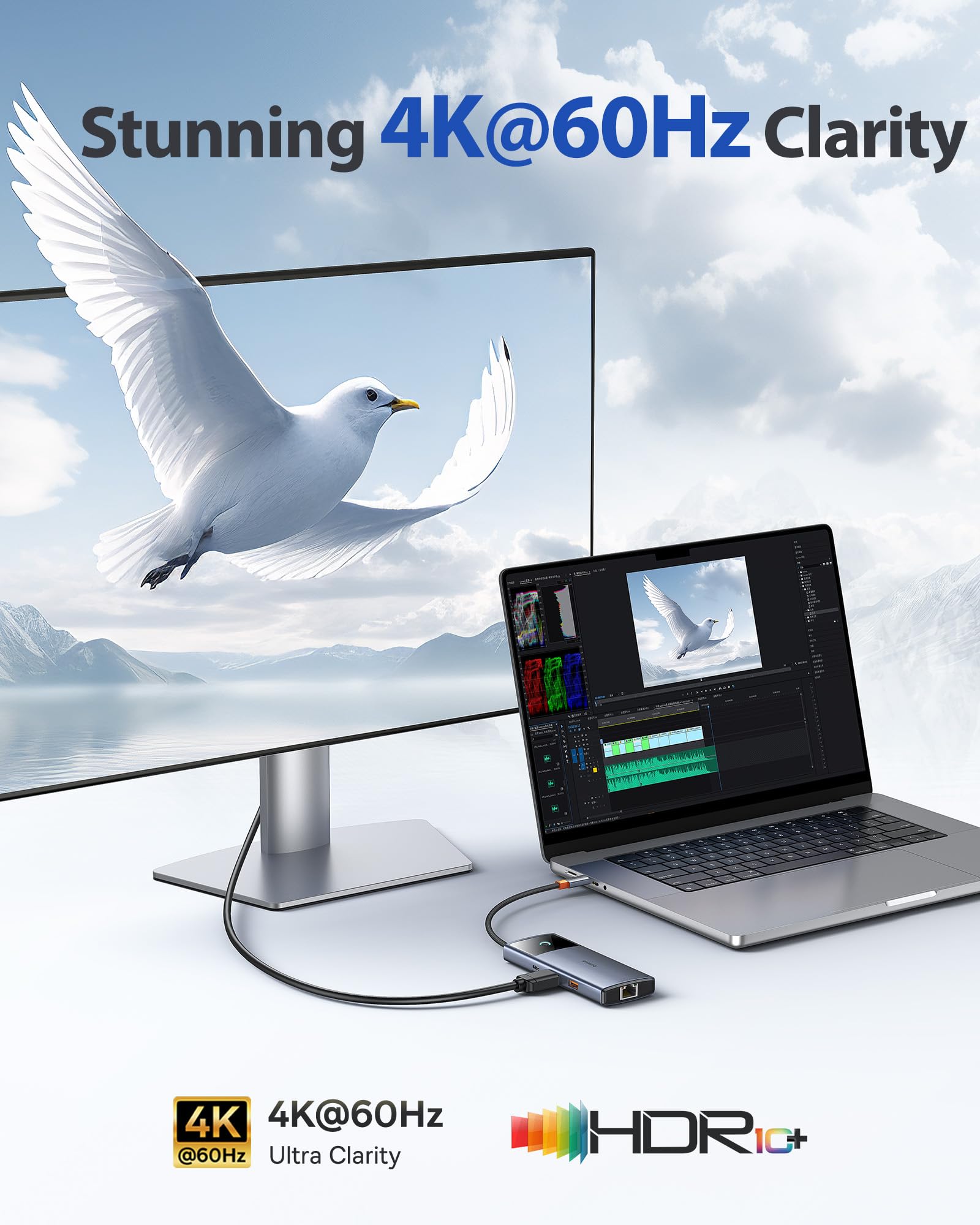 Baseus 10Gbps Usb C Hub, 3 Usb A/C Data Ports, 4K@60Hz Hdmi, Gigabit Ethernet, 100W Pd, 6 In 1 Usb C Docking Station Compatible For Iphone 15/Dell/Hp/Mac/Ipad/Microsoft/Steam Deck