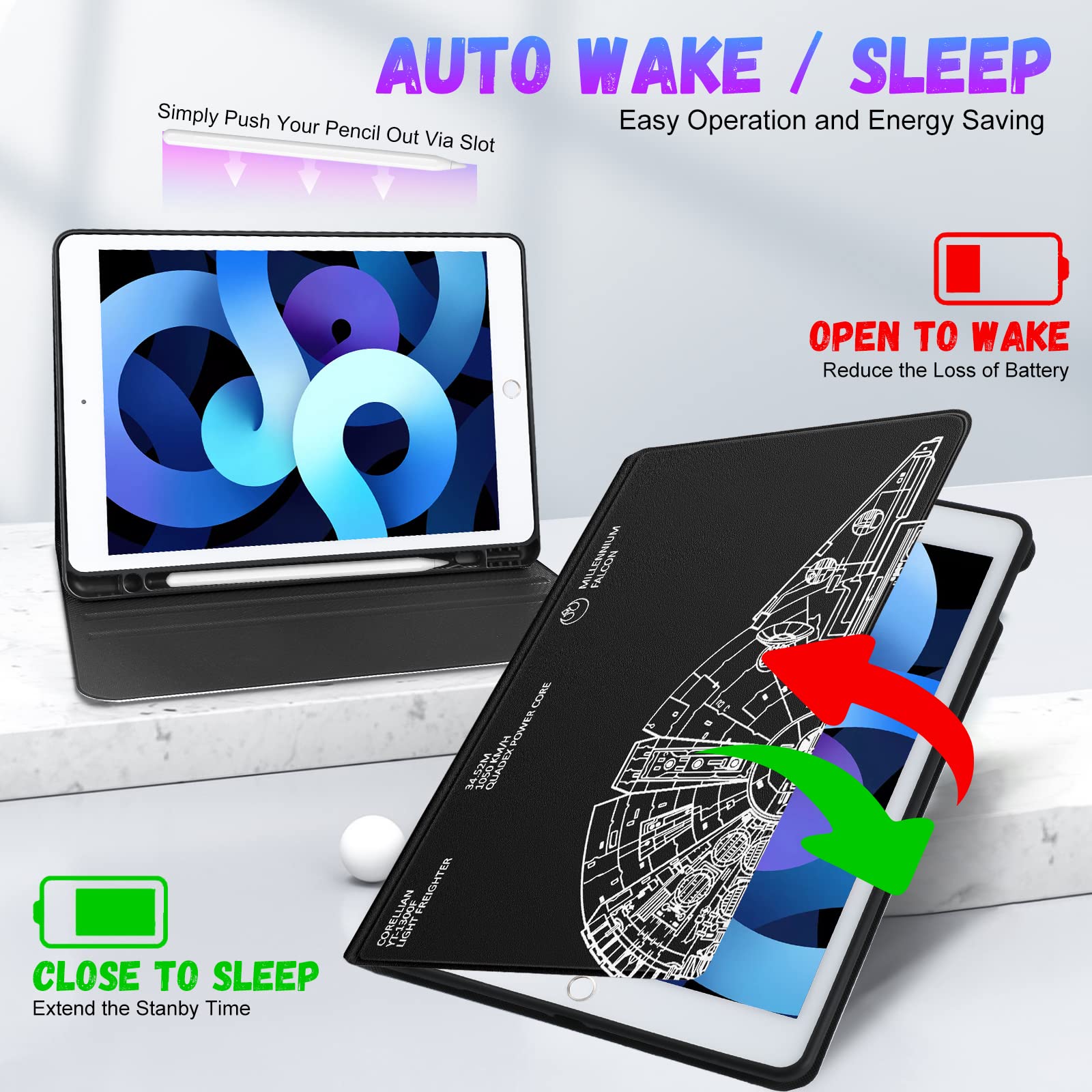 Uppuppy For Ipad 9Th/8Th/7Th Generation Case 10.2 Inch Girls Cute Boys Kids Folio Smart Cover With Pencil Holder Cool Design Men