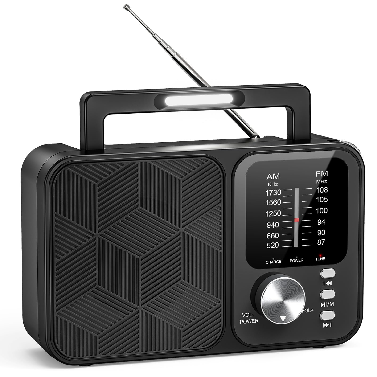 Portable Radio AM FM with Bluetooth/TF Playback, USBC or Battery Operated