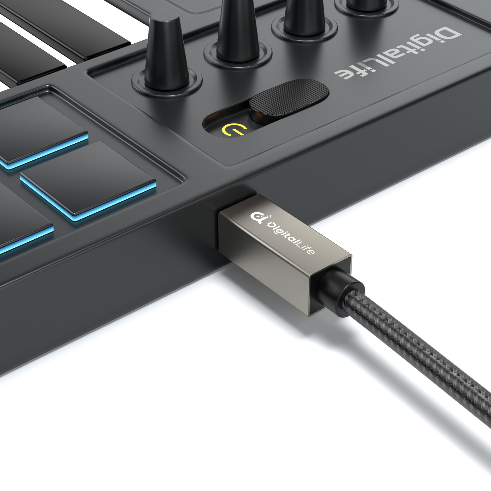 Digitallife 2M Usb Type C To B Midi Interface Converter Cable, Compatible With Windows 11 / Macos 14 Sonoma (Metal, Nylon Braide