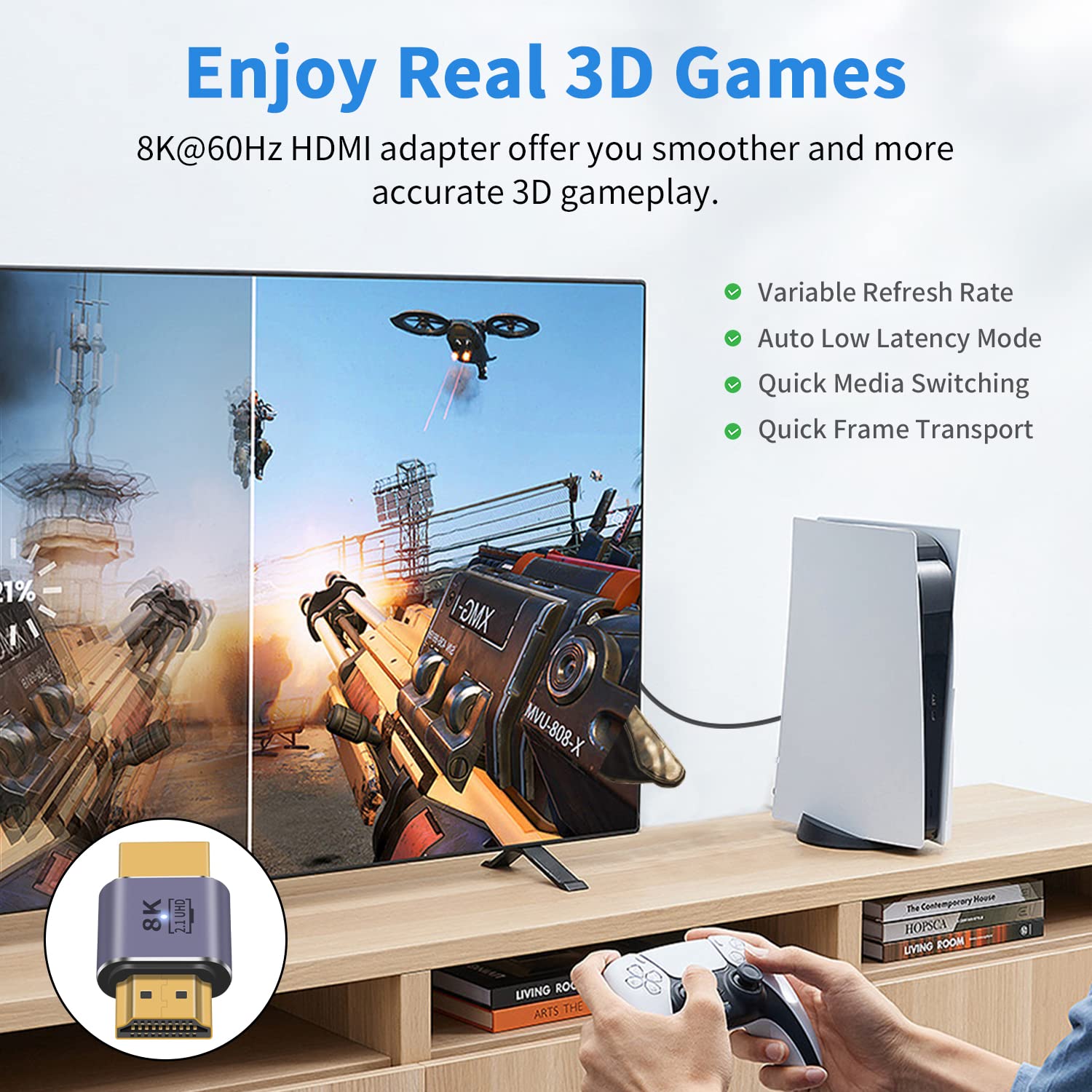 Poyiccot Hdmi Male To Male Adapter 8K, 48Gbps Hdmi 2.1 Adapter, Hdmi To Hdmi Adapter Uhd Hdmi 2.1 Extender Support 8K@60Hz 4K@12