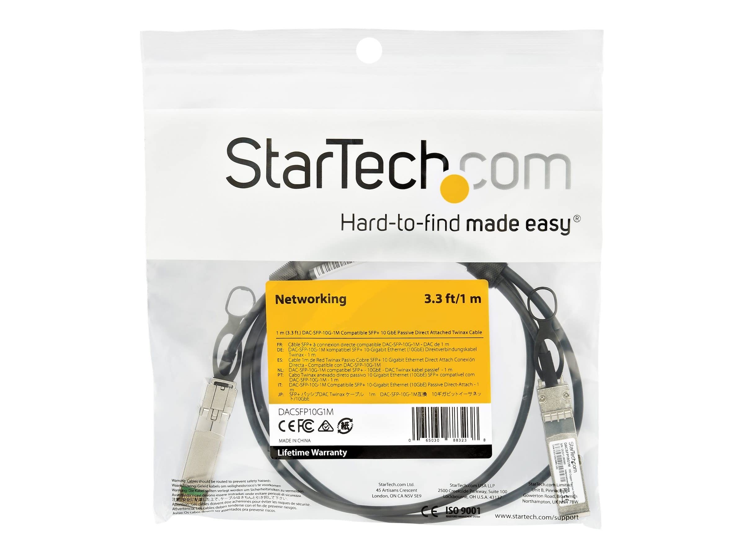 Startech.Com 1M Sfp+ To Sfp+ Direct Attach Cable For Dell Emc Dac Sfp 10G 1M   10Gbe Sfp+ Copper Dac 10 Gbps Passive Twinax