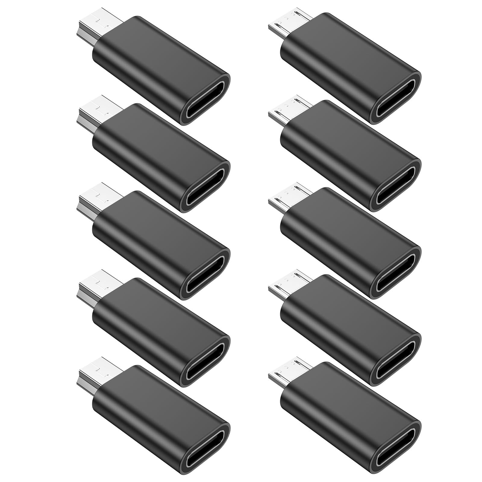 TFAK 10Pack 480 Mbps Micro USB to USB C Adapter & Mini USB to USB C Adapter