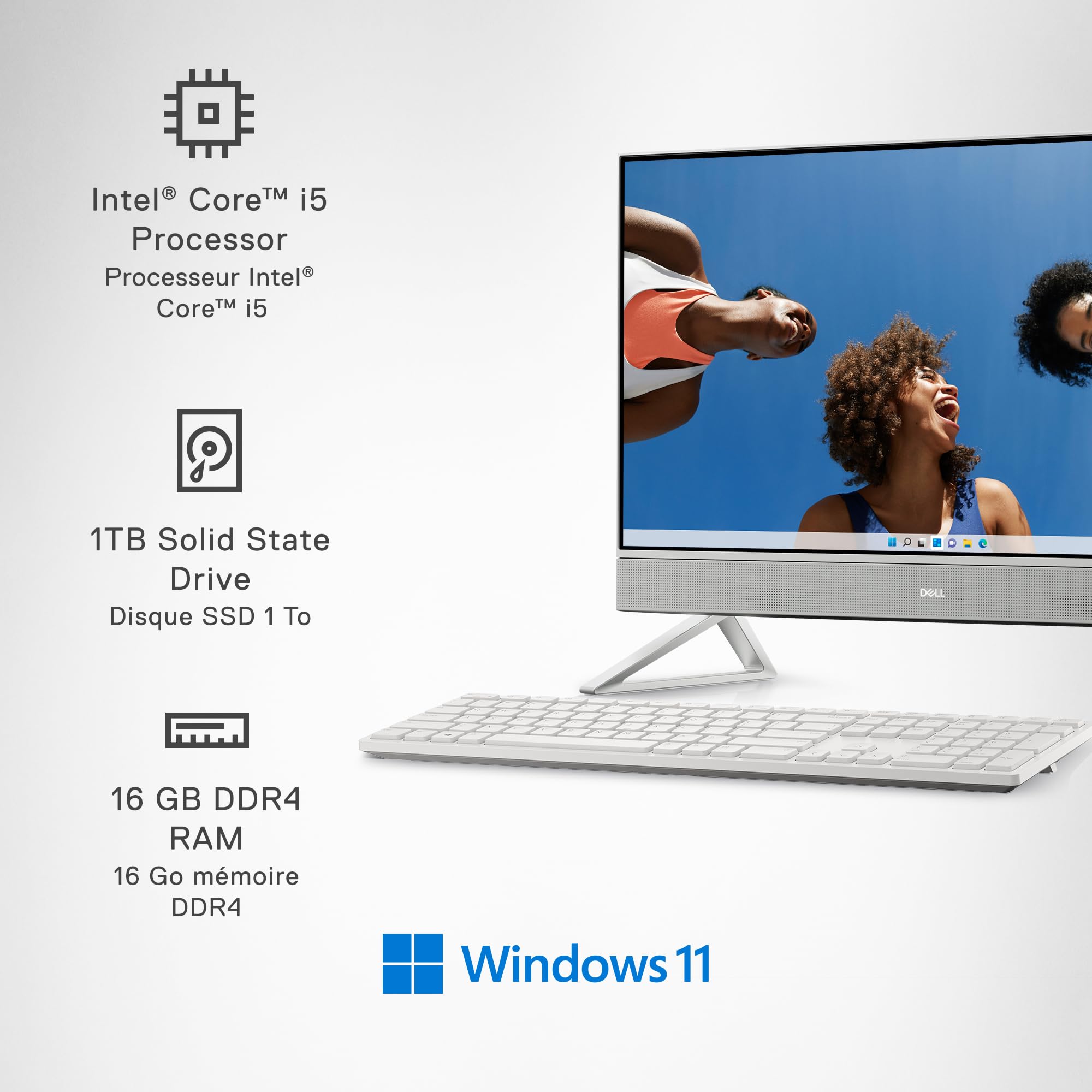 Dell Inspiron 5420 All In One desktop   23.8 inch FHD 60 Hz Display, Core i5 1335U Processor, 16GB DDR4 RAM, 1TB SSD, Intel Iris Xe Graphics, Windows 11 Home, Premium Support & Dell Migrate   White