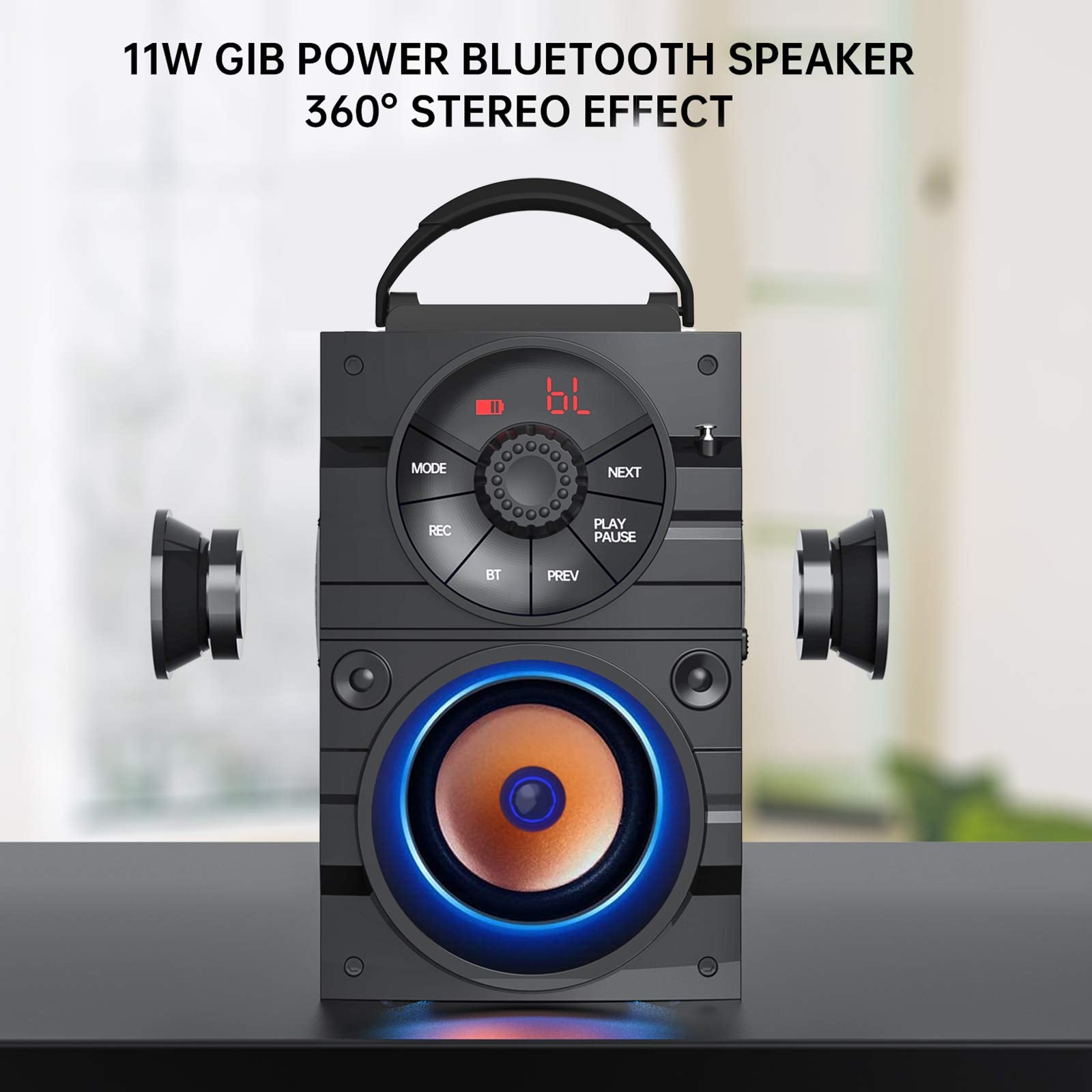 Portable Big Bluetooth Speakers With Light, Wireless With Subwoofer, Fm Radio, Led Lights, Eq, Booming Bass, Bluetooth 4.2 Stere