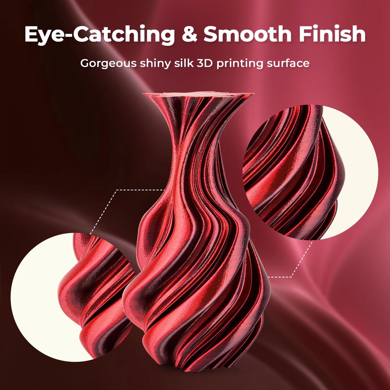Amolen Silk Pla 3D Printer Filament, Silk Dual Color Red Black Pla Filament 1.75Mm, Shiny Coextrusion Pla Filament, Color Change