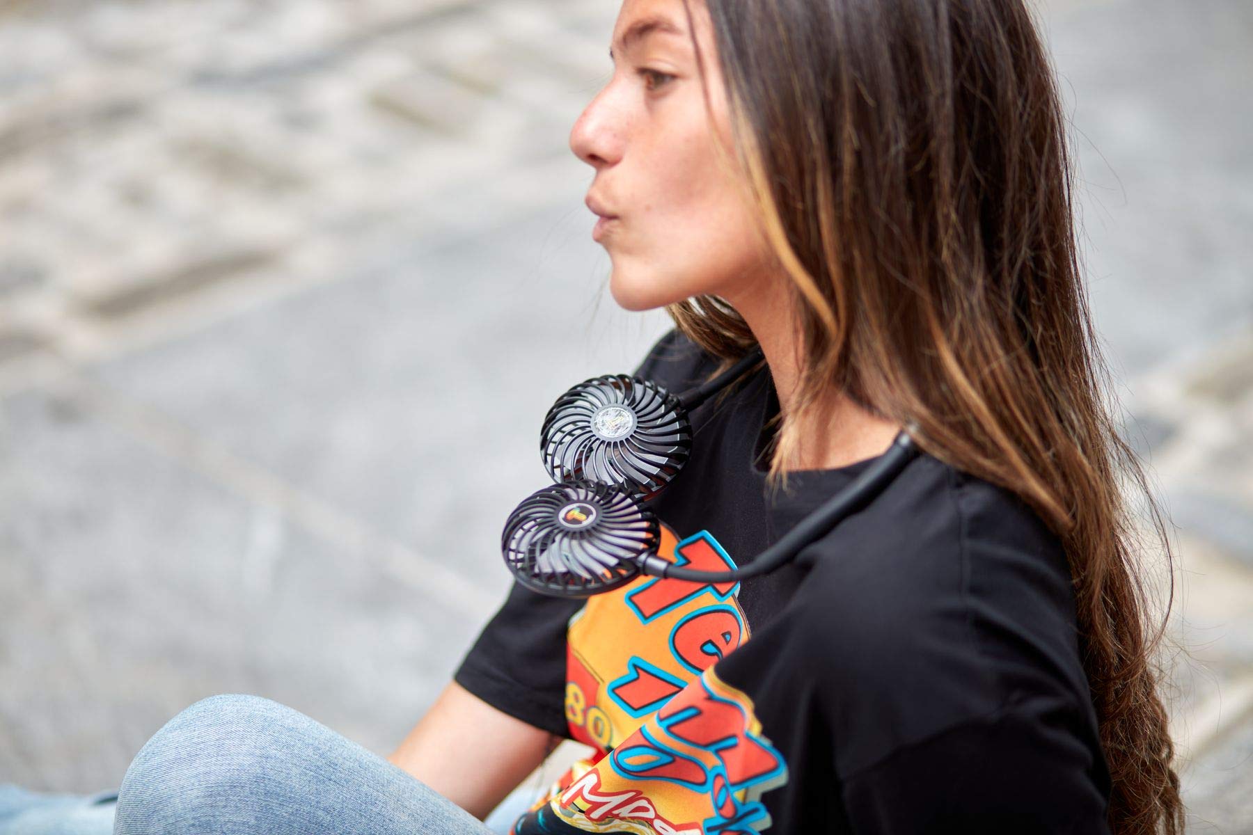 Wireless Express Led Neck Fan With Neckband   Lightweight Small Fan   Portable Mini Usb Fan   Rechargeable Personal Fan