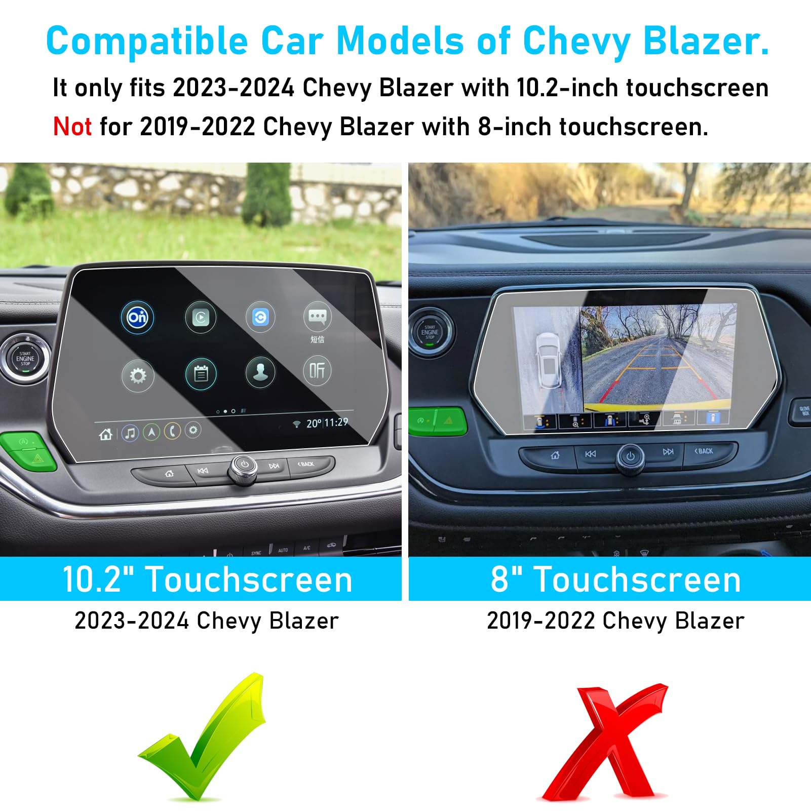 Ttcr Ii Compatible With 2023 2024 Chevy Blazer Screen Protector 10.2 Inch, For 2023 2024 Blazer Navigation Display Screen Protector, For Blazer Touchscreen Tempered Glass Protector 10 Inch
