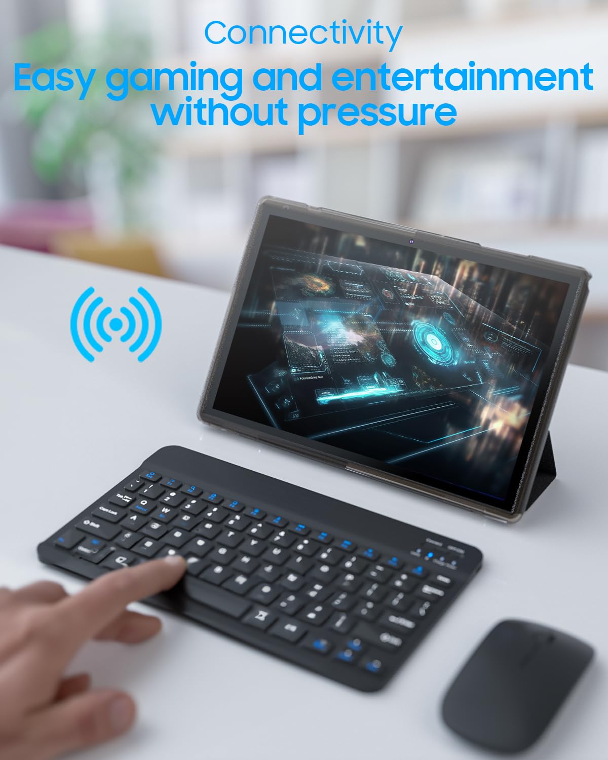 Zzb Tablet 2 In 1 Tablet With Keyboard Including Case Mouse Stylus Touch Screen Protector Film, 10 Inch Tablet Android Tablets P