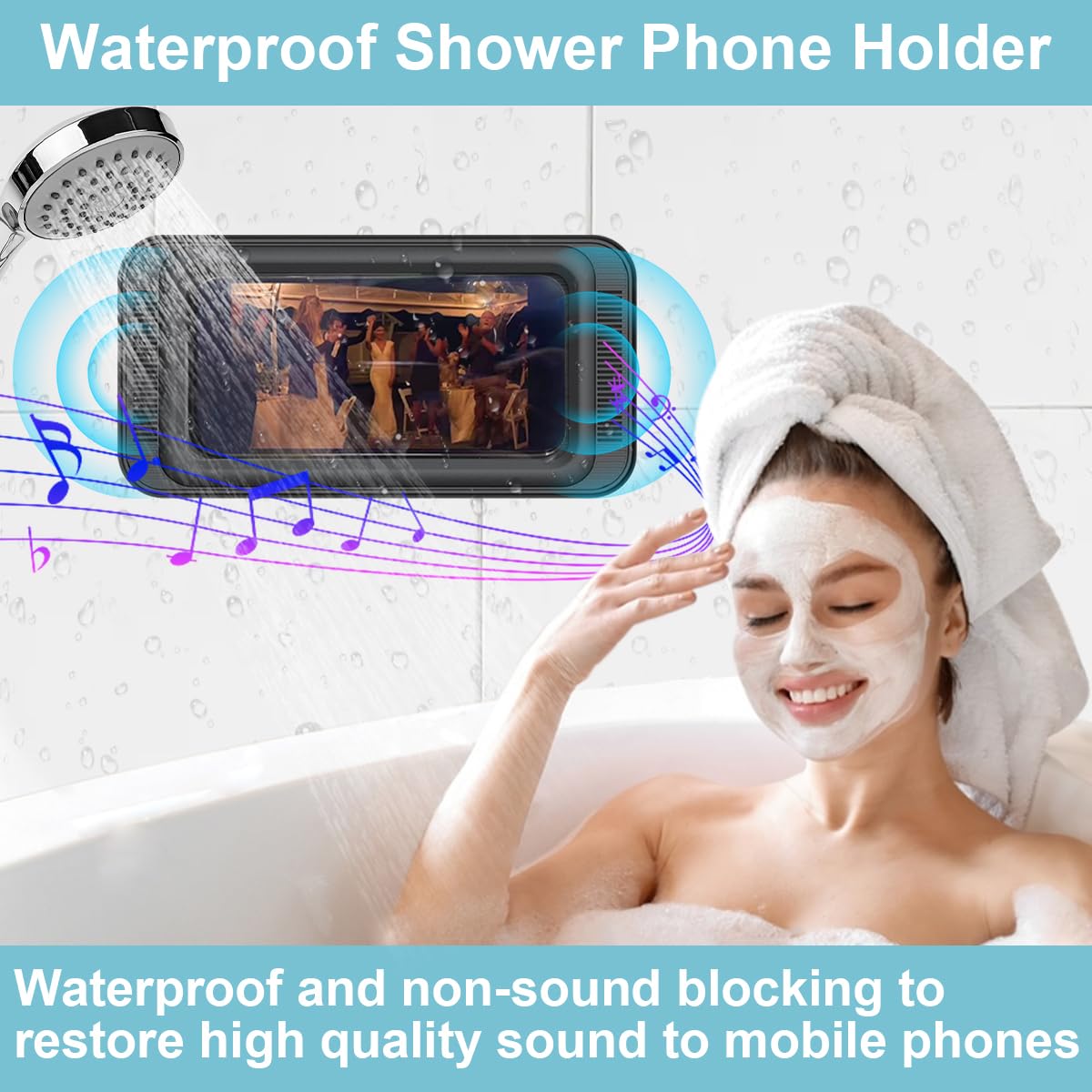 Waterproof Shower Phone Holder With 480 Rotation, Anti Fog High Sensitivity Phone Case Mount Box For Bathroom Wall, Mirror, Bath