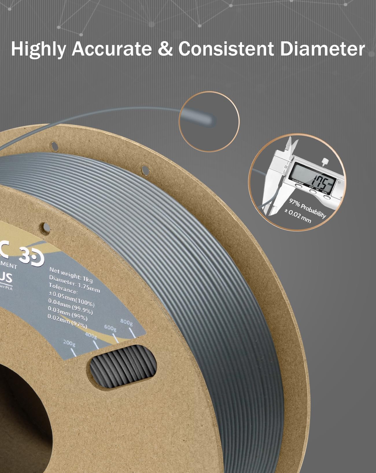 Duramic 3D Pla+ Filament 1.75Mm 2Kg Black + Silver, Pla Plus 3D Printer Filament 2 Pack 1Kg Spool(2.2Lbs) Pla Pro Tougher And St