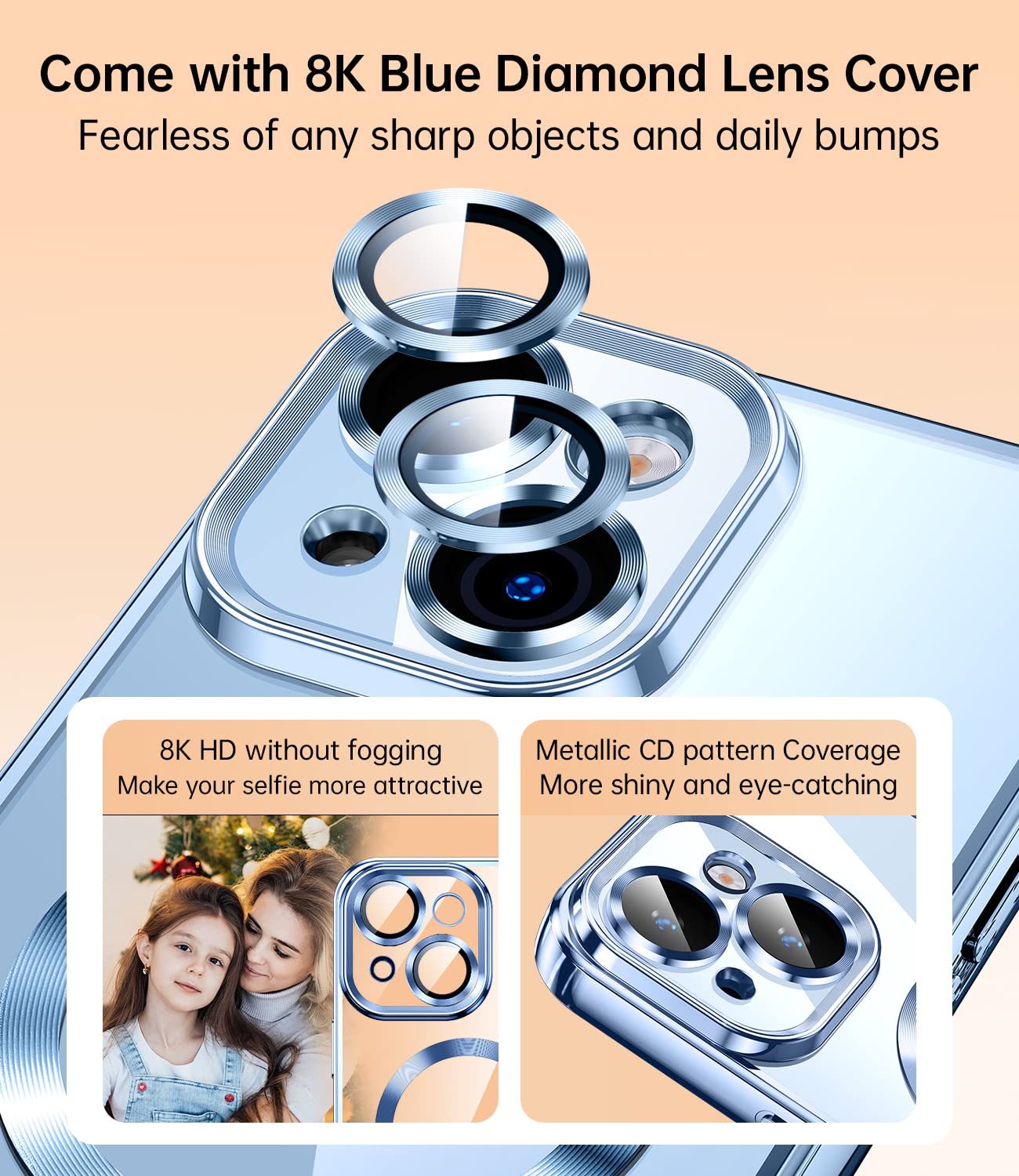 Jueshituo Magnetic Metallic Glossy Clear For Iphone 14 Plus Case With Full Camera Cover Protection [No.1 Strong N52 Magnets] [Mi