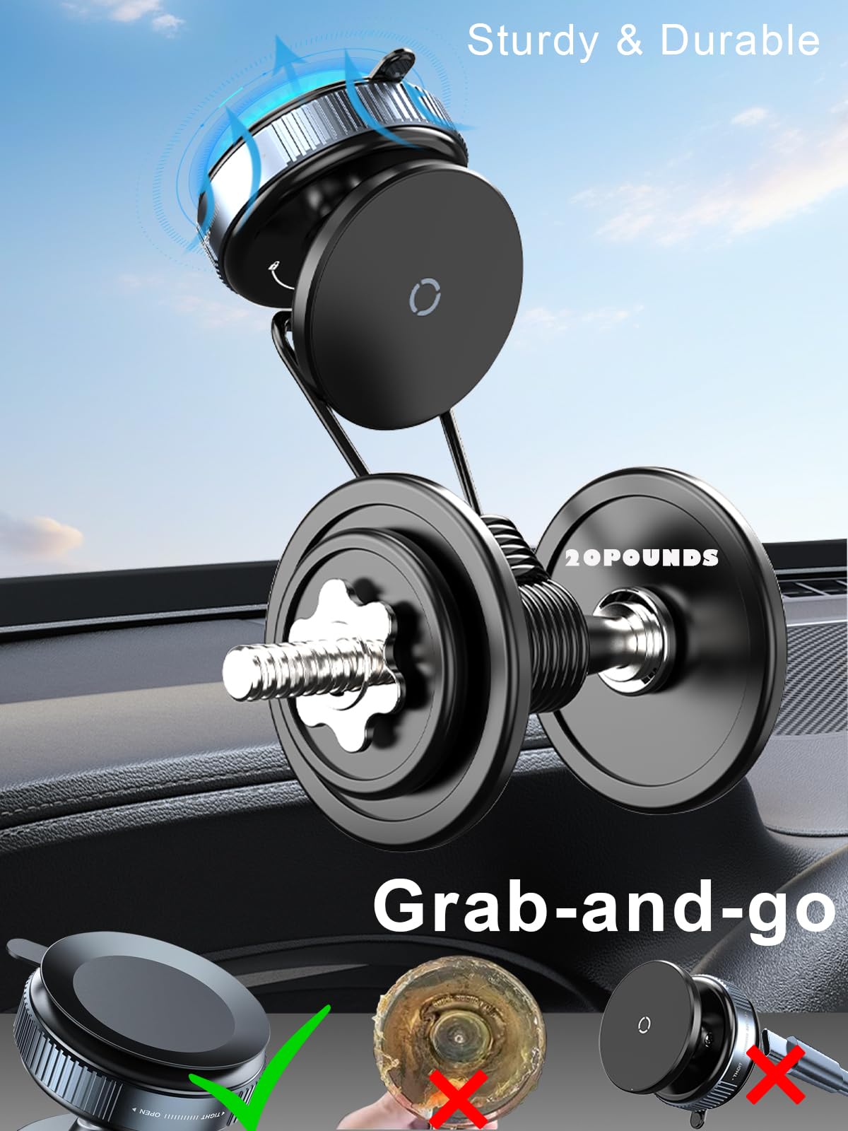 Upgraded Vacuum Magnetic Suction Phone Mount, Magnetic Car Phone Holder, For Iphone 16 Magsafe Car Mount,Ideal For Car Screen/Gy