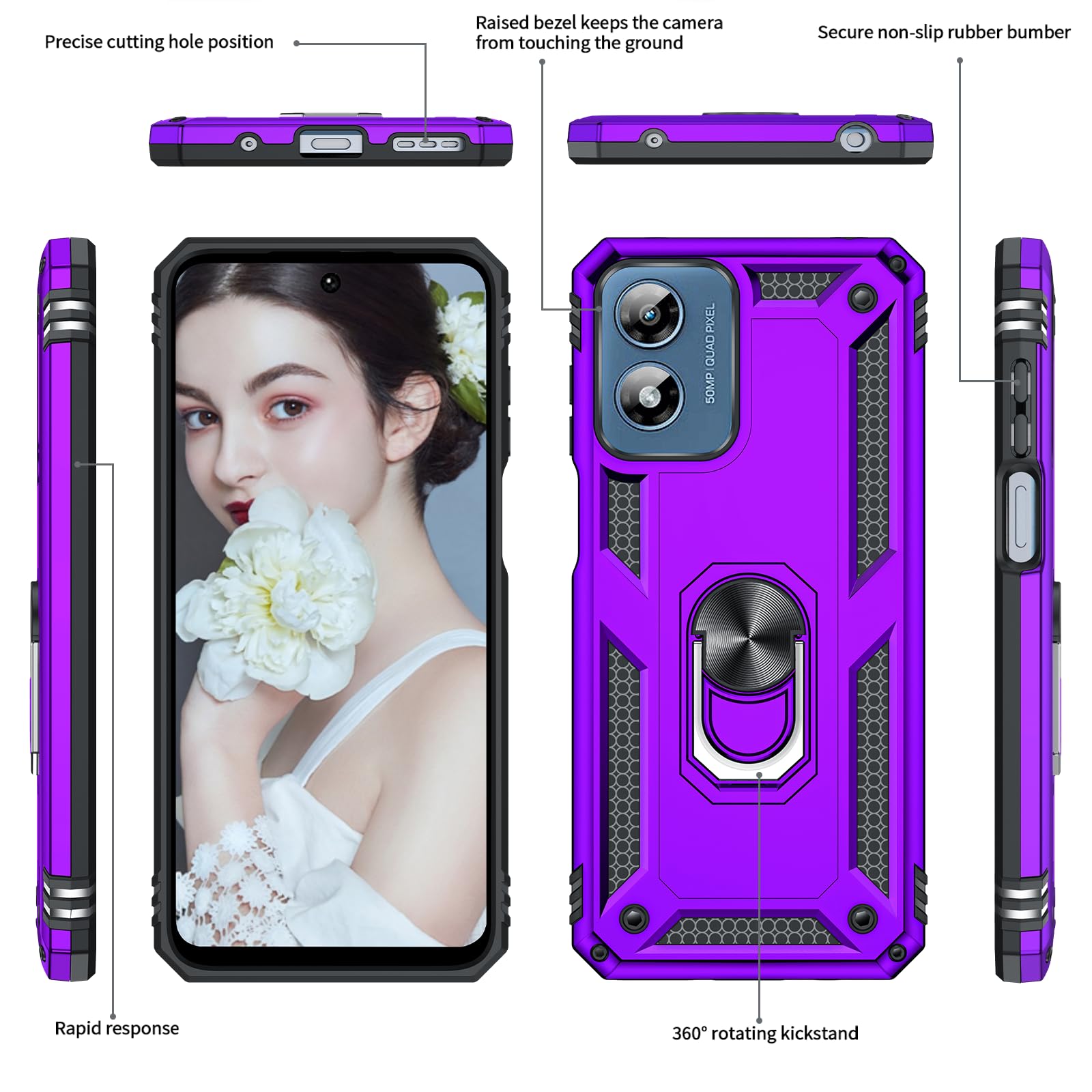 Leyi For Moto G Play 2024 Phone Case, Motorola G Play 2024 Case With Screen Protector And Camera Lens Protector, Military Grade