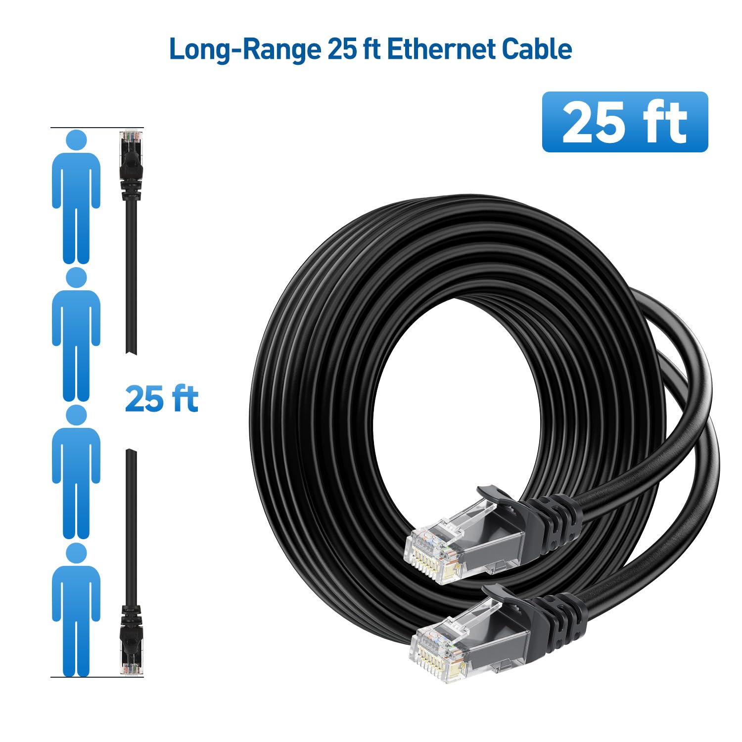 Cable Matters 10Gbps Snagless Cat 6 Ethernet Cable   25ft, Cat 6 Cable, Cat6 Cord, Ethernet Cord, Black