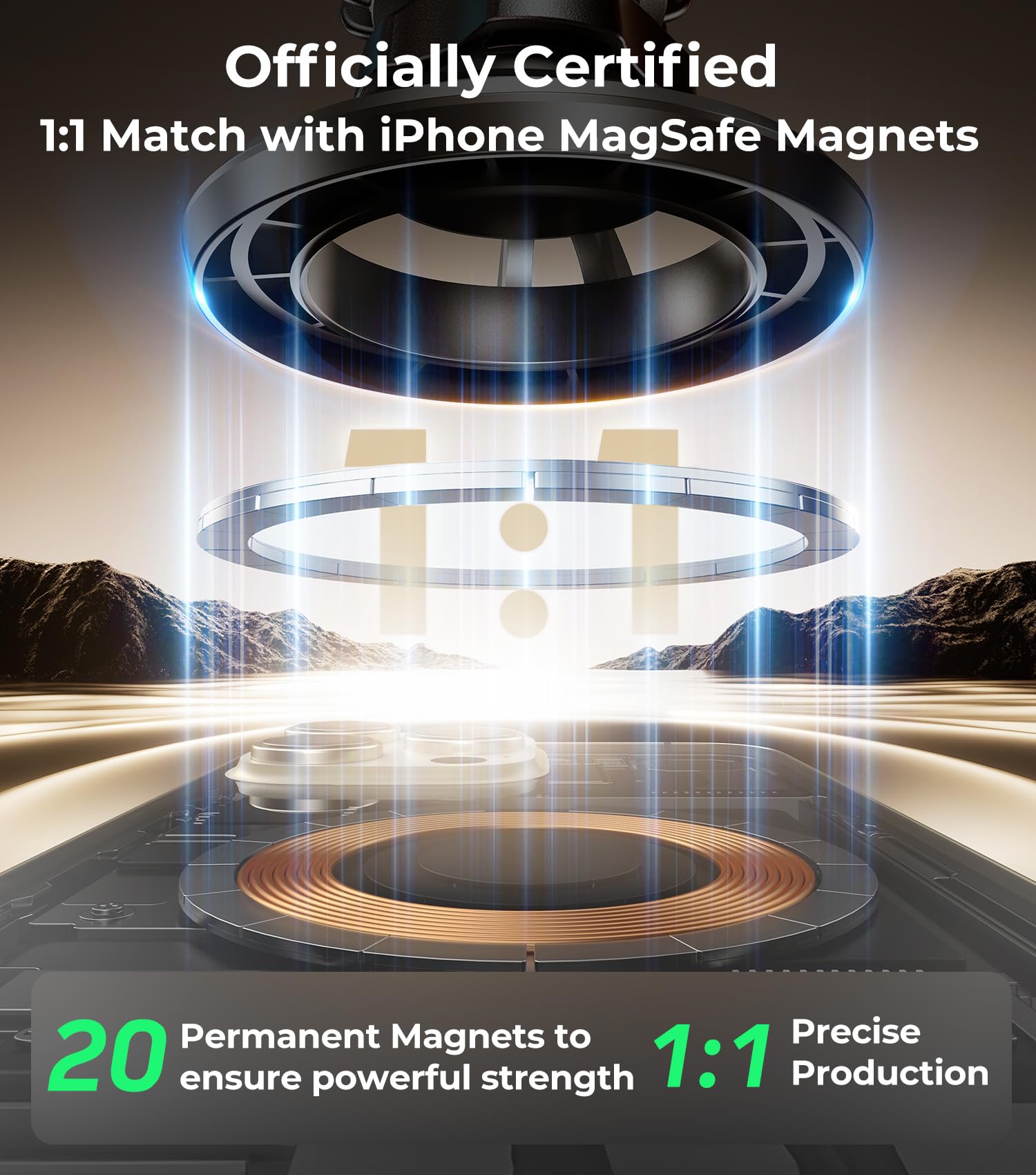 ?20X Official Certified Magnets ?For Magsafe Car Mount, 2In1 Dashboard Air Vent Phone Holder, Strong Adhesive, Heat Resistant, 3