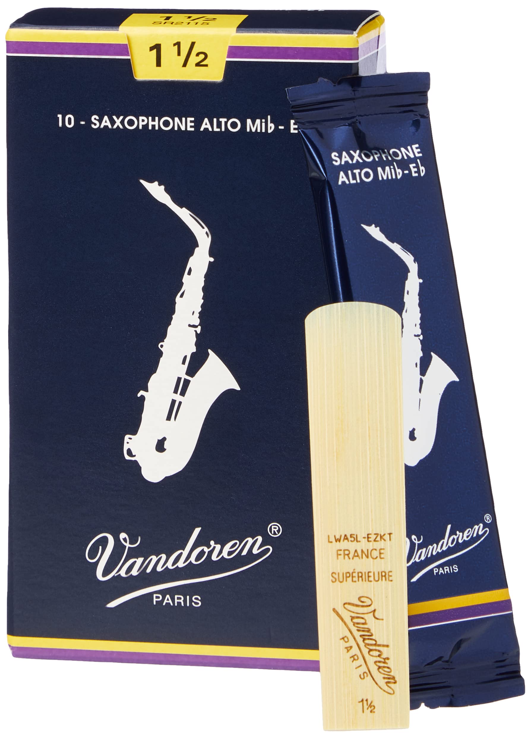 Vandoren Sr2115 Alto Sax Traditional Reeds Strength 15 Box Of 10