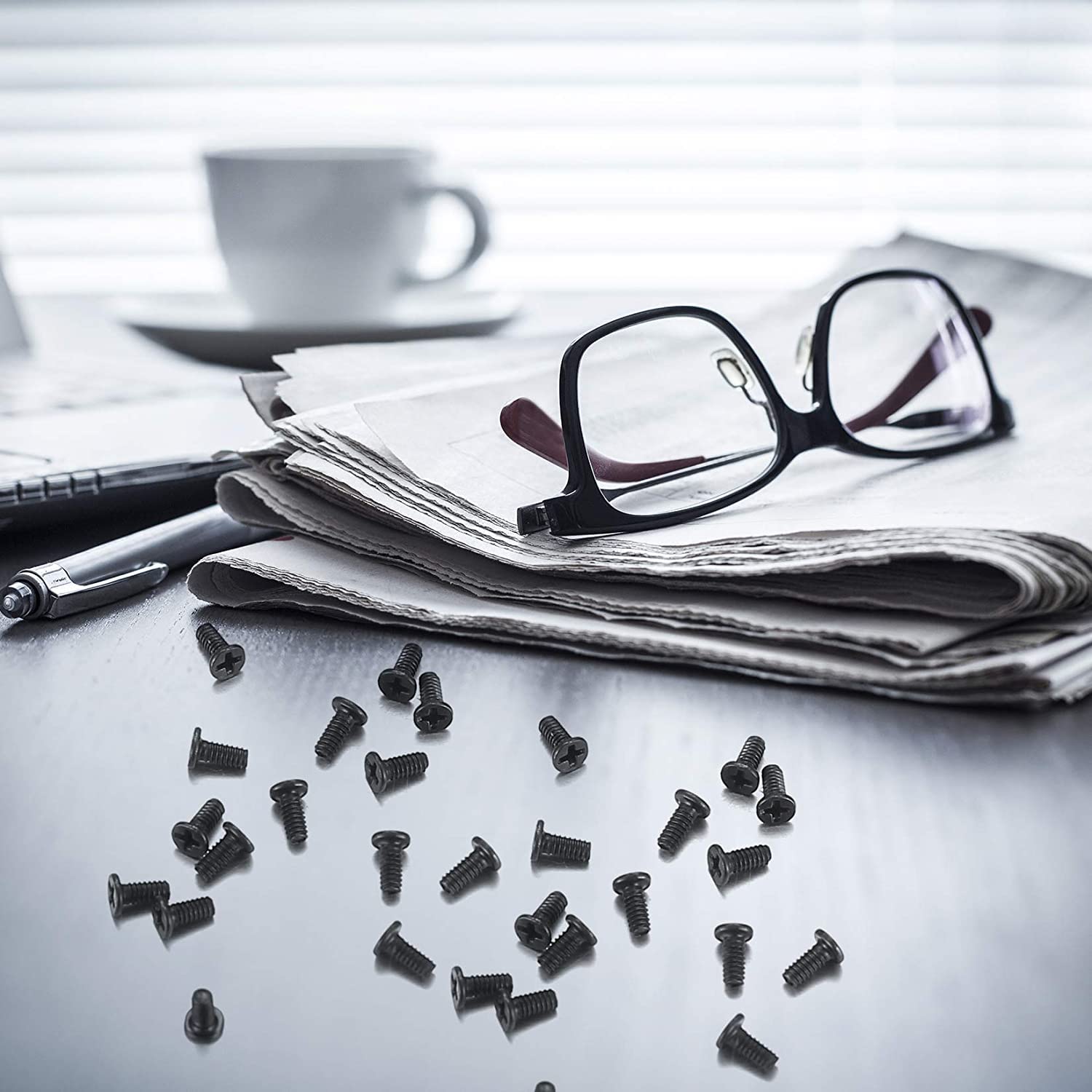 Woshilaods 500 Pcs Small Replacement Screws, M1.2/M1.4/M2.0 Black Tiny Micro Laptop Computer Electronic Screws Assortment Kit, G