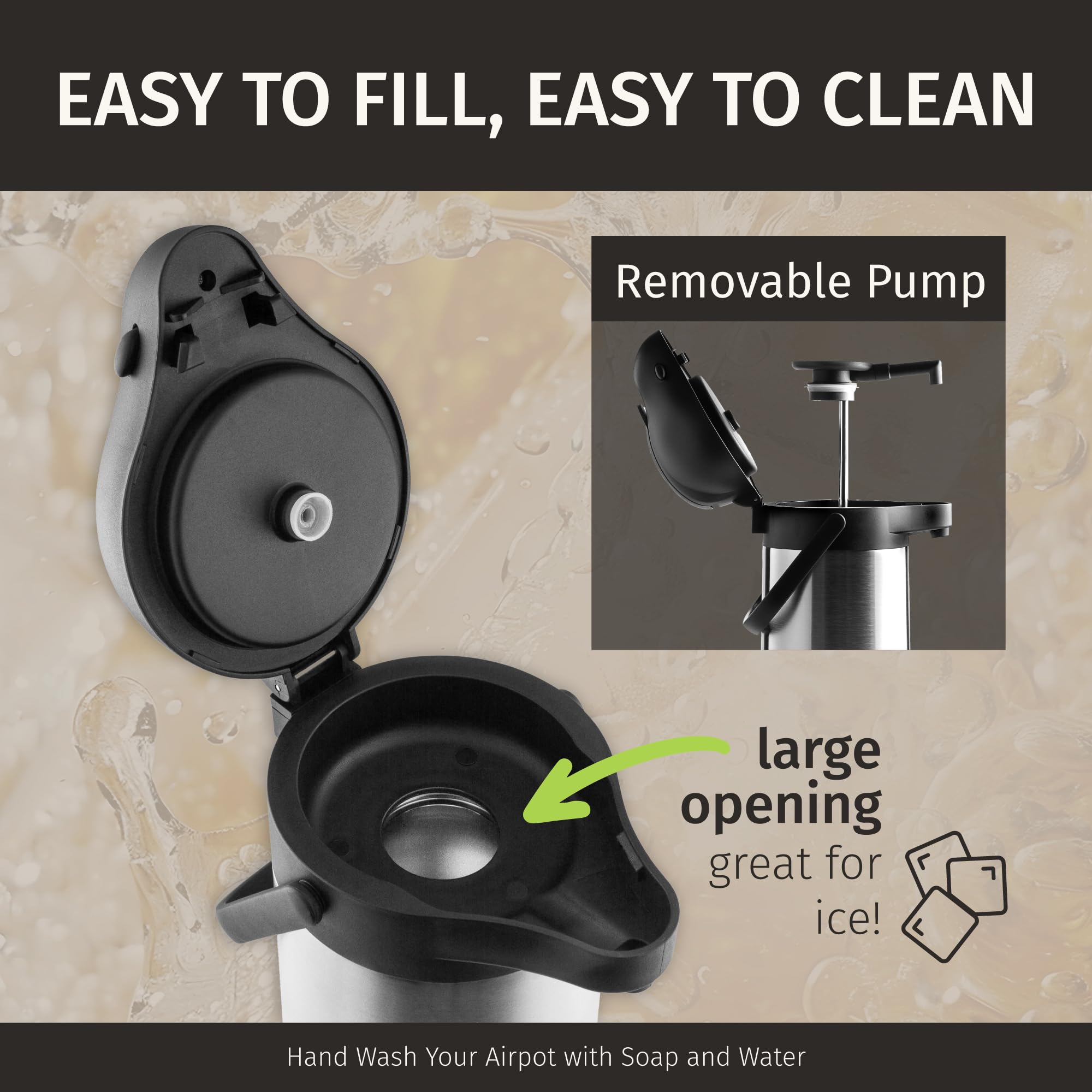 Thermal Coffee Carafe 74Oz, Keeps Coffee Hot For 12Hrs & Cold For 36Hrs, Stainless Steel Coffee Thermos For Hot Drinks, Easy One