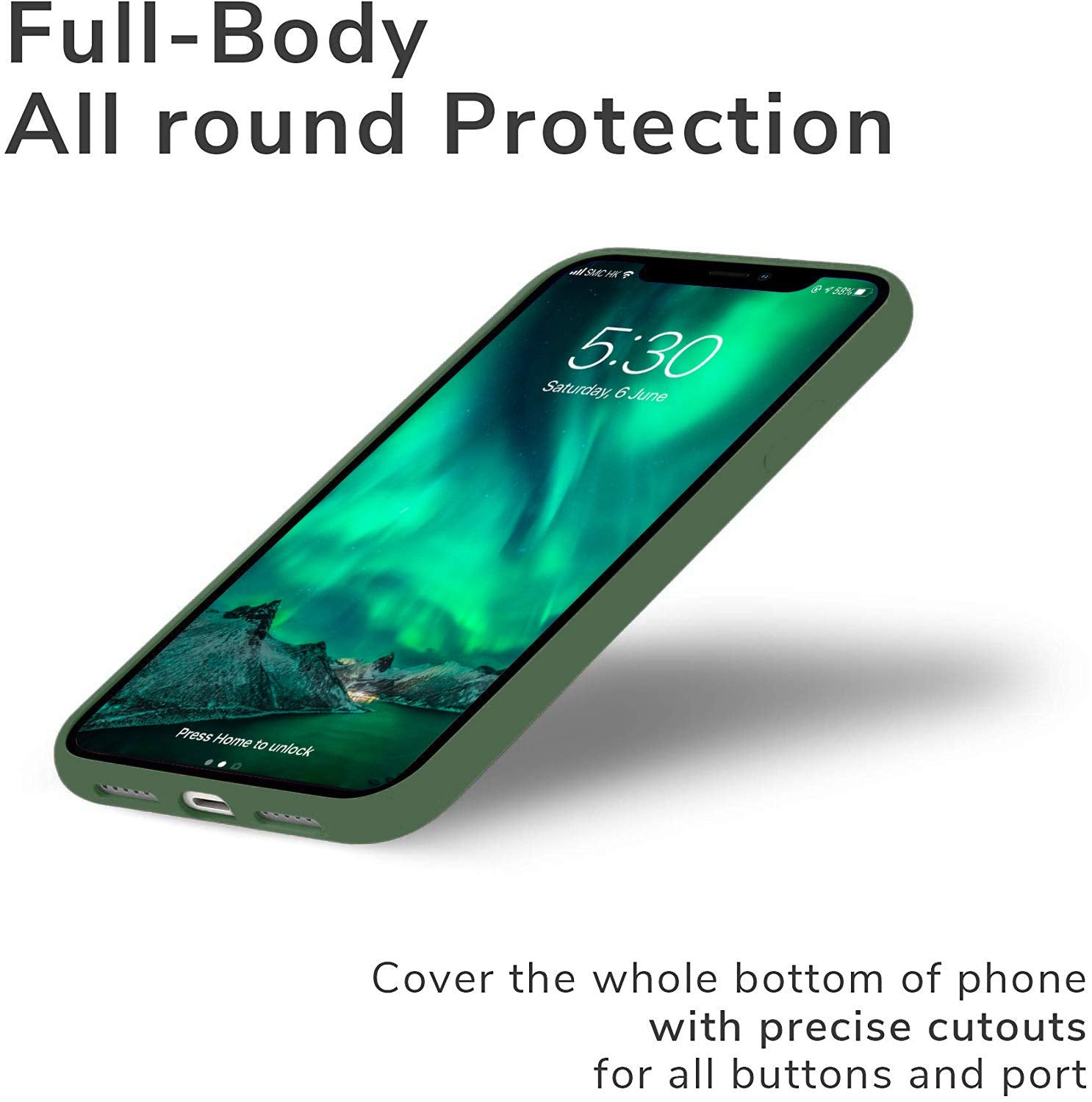 Icesword Iphone 11 Case Dark Green, Thin Liquid Silicone Case, Soft Silk Microfiber Cloth, Matte Pure Dark Green, Gel Rubber Ful