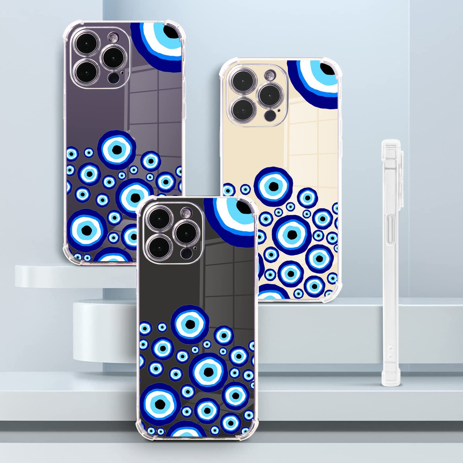Roemary Eyes Case For Iphone 14 With Blue Eyes Design,Arty Pattern With Screen Protector [Buffertech 6.6 Ft Drop Impact] Soft Tp