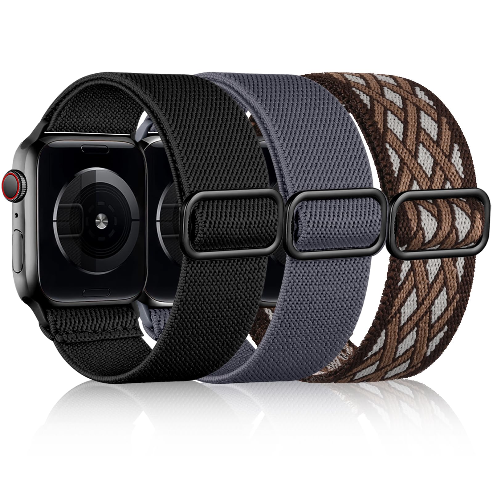 Daqin 3 Pack Braided Stretchy Solo Loop Compatible With Apple Watch Band 44Mm 45Mm 42Mm 49Mm 41Mm 38Mm 40Mm Women Men, Sport Ela