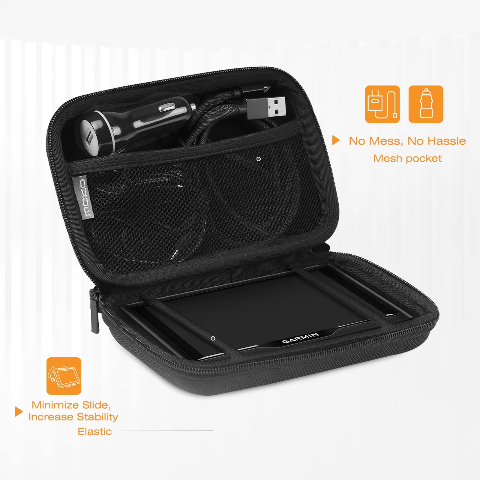 Moko 7-Inch Gps Carrying Case, Portable Hard Shell Protective Pouch Storage Bag For Car Gps Navigator Garmin/Tomtom/Magellan Wit