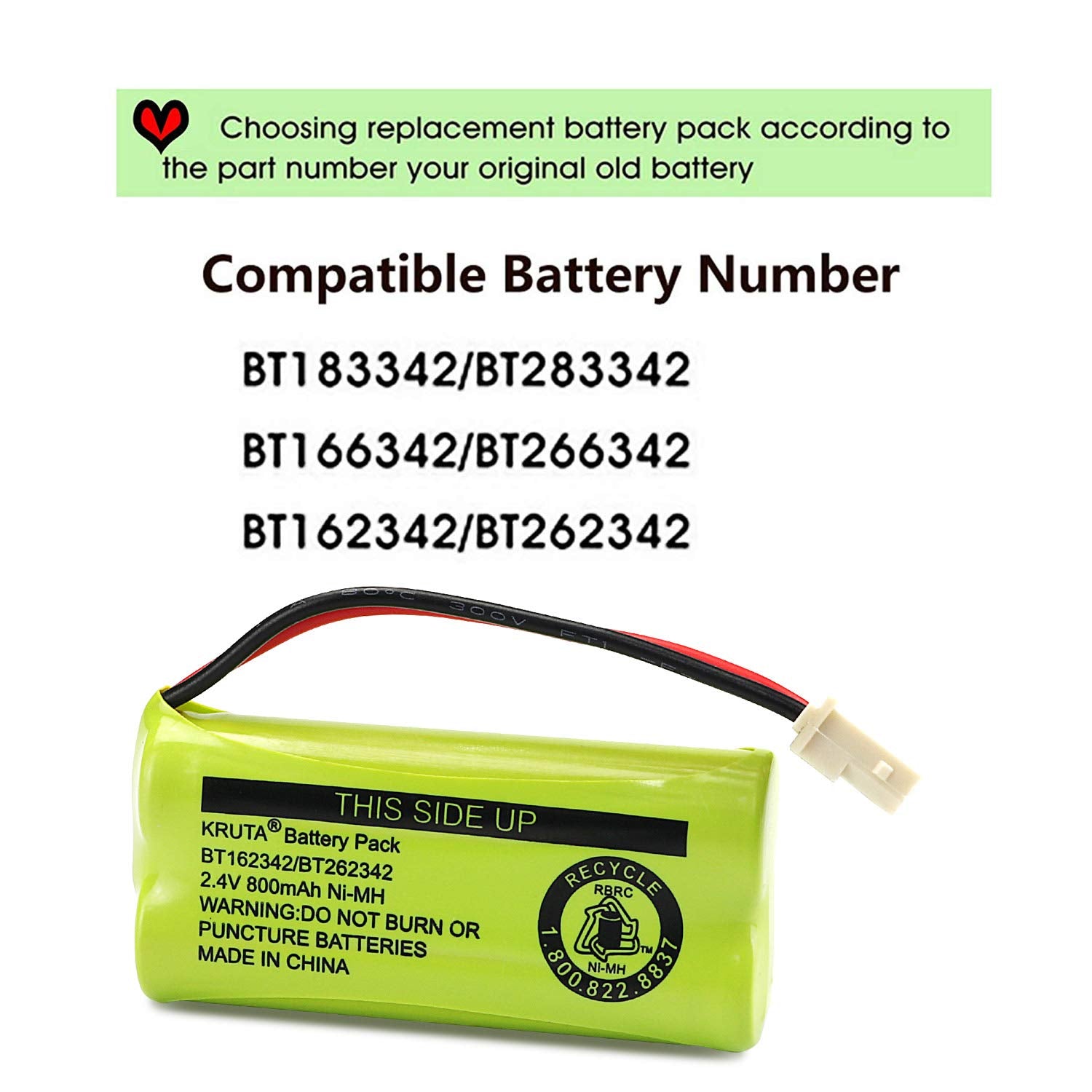 Kruta Bt166342 Bt266342 Battery 2.4V 800Mah Replacement Battery Pack Compatible With For Bt183342 Bt283342 Bt162342 Bt262342 Vte