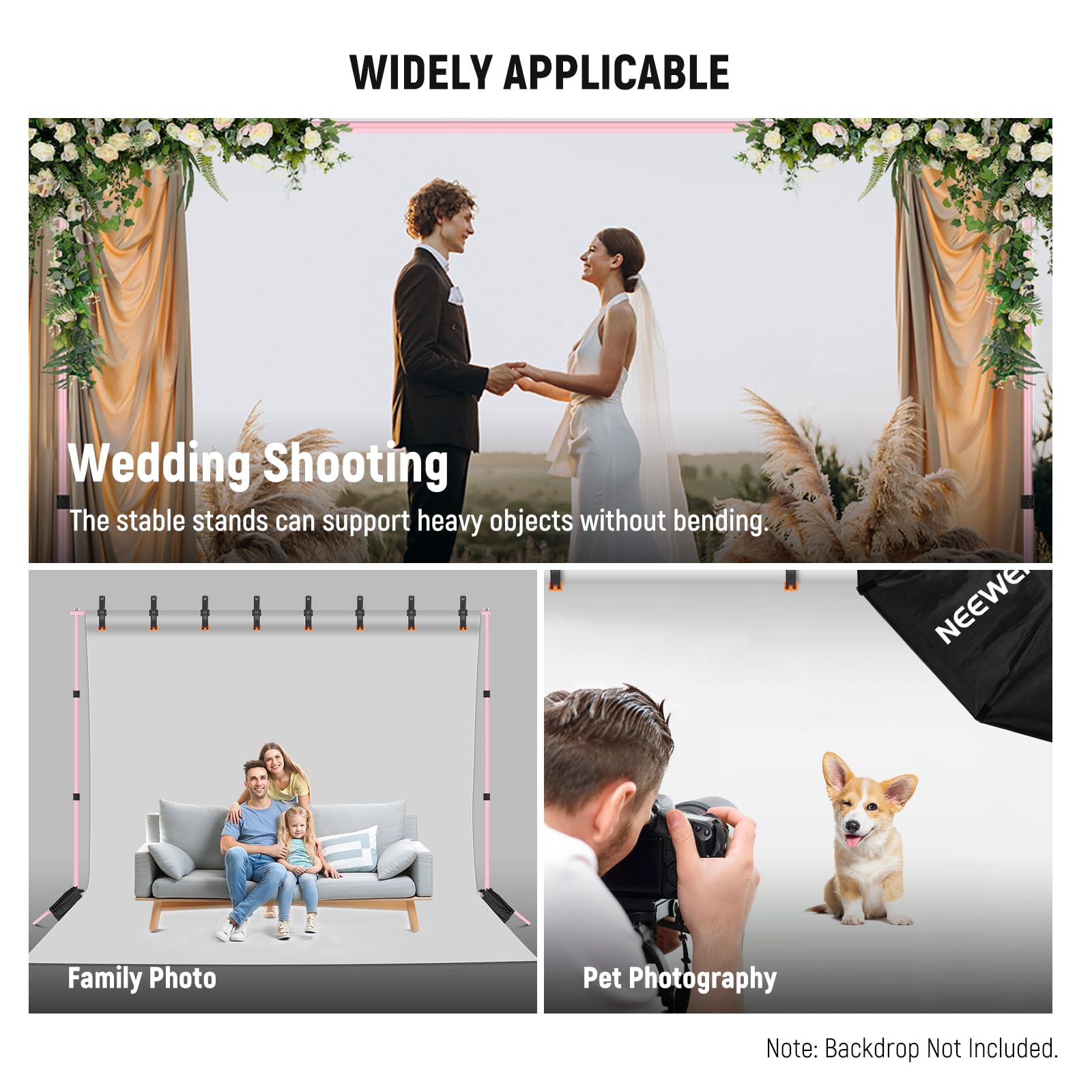 Neewer Backdrop Stand 10Ft X 7Ft, Adjustable Photo Studio Backdrop Support System For Wedding Parties Background Portrait Photog