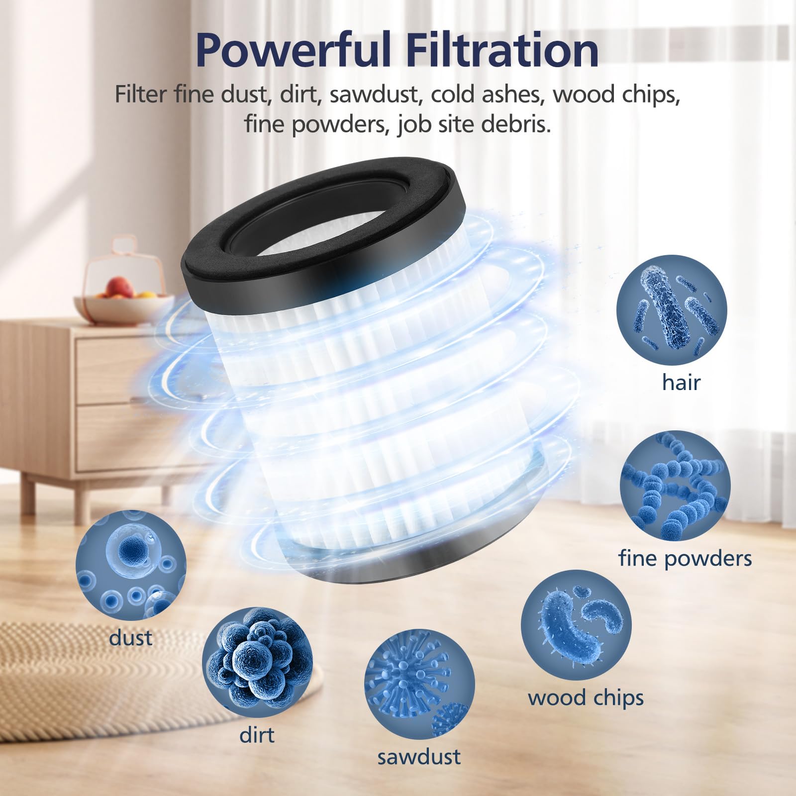 Xl 618A Flit Er Compatible With Moosoo Xl 618A And M8 Pro Cordless Vacuum, H13 True Hepa Filt Er, 6 Pack