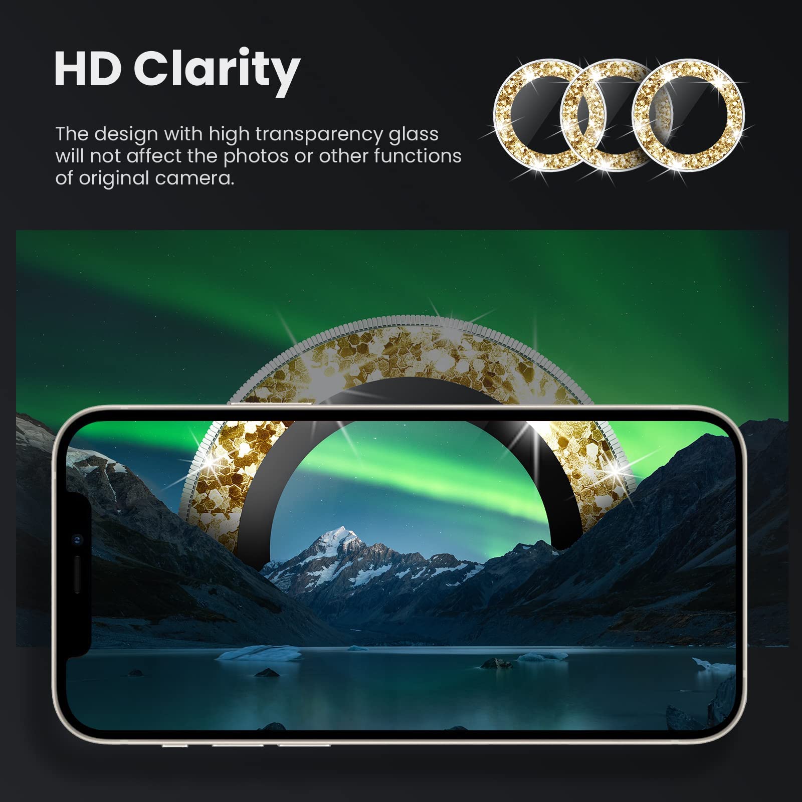 Tensea For Iphone 13 Pro   Iphone 13 Pro Max Camera Lens Protector, 9H Tempered Glass Camera Cover Screen Protector Metal Indivi