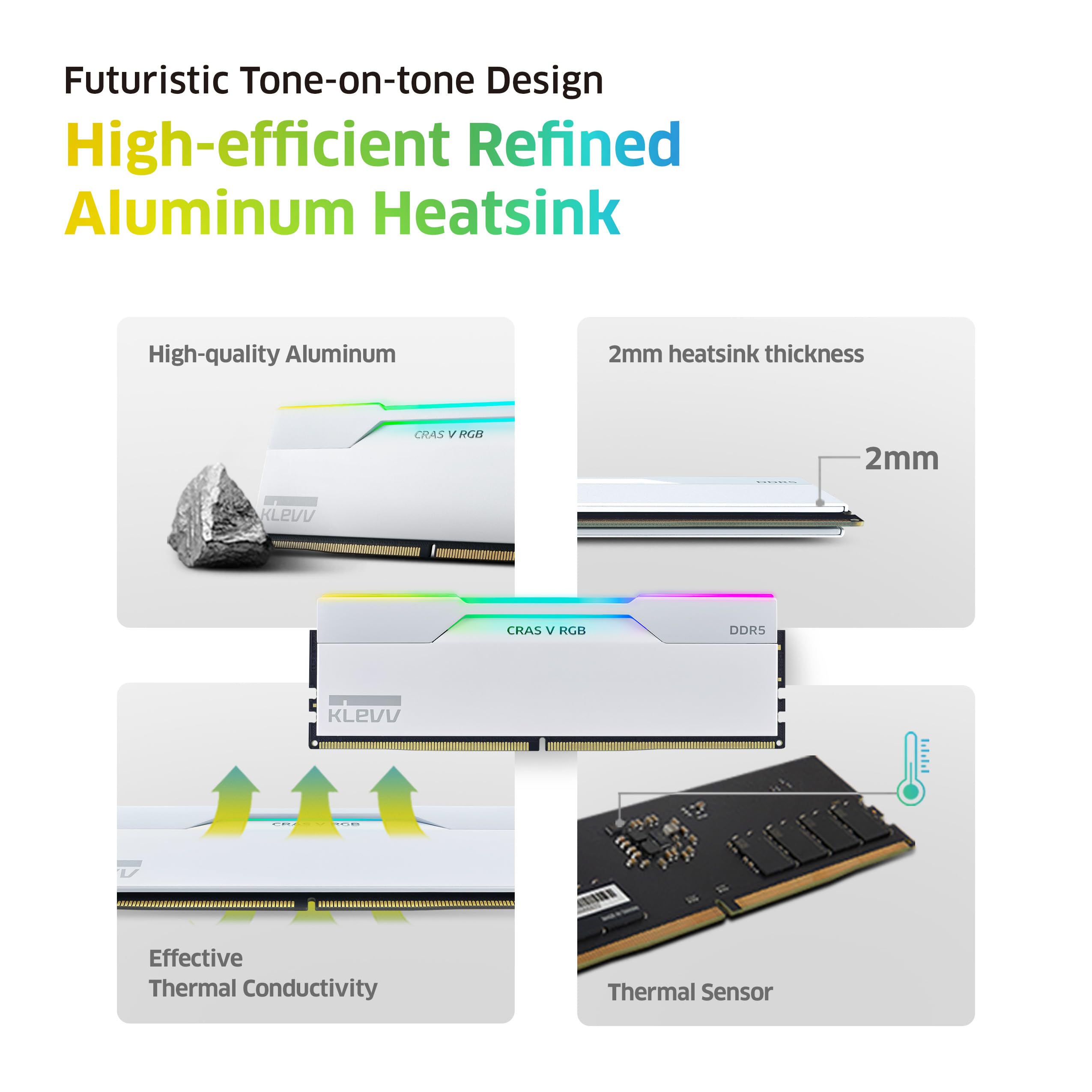 Klevv Cras V Rgb Ddr5 32Gb (2X16Gb) 6400Mhz Cl32 A Die 1.35V Gaming Desktop Ram Memory Sk Hynix Chip Xmp 3.0 / Amd Expo Ready