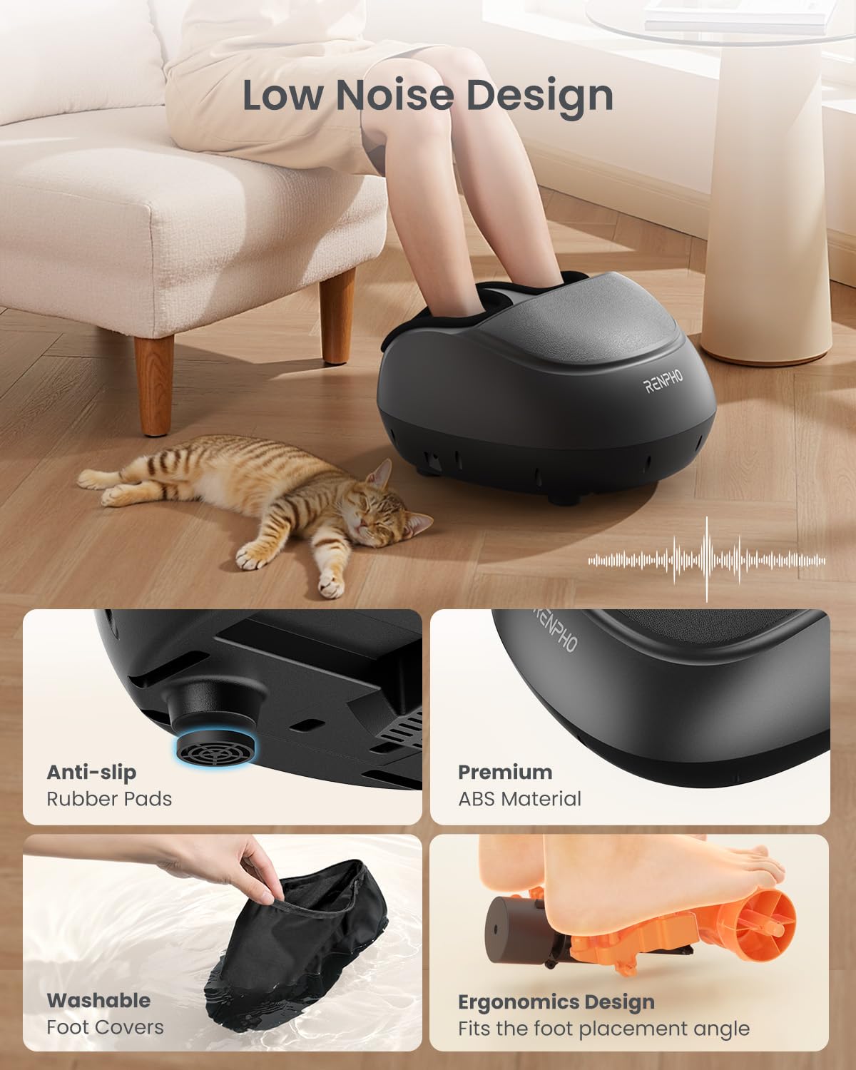 Renpho Foot Massager Machine [2025 Upgraded], Shiatsu Foot Massager With Heat, Plantar Fasciitis Massager, True Feet Massage, Bi