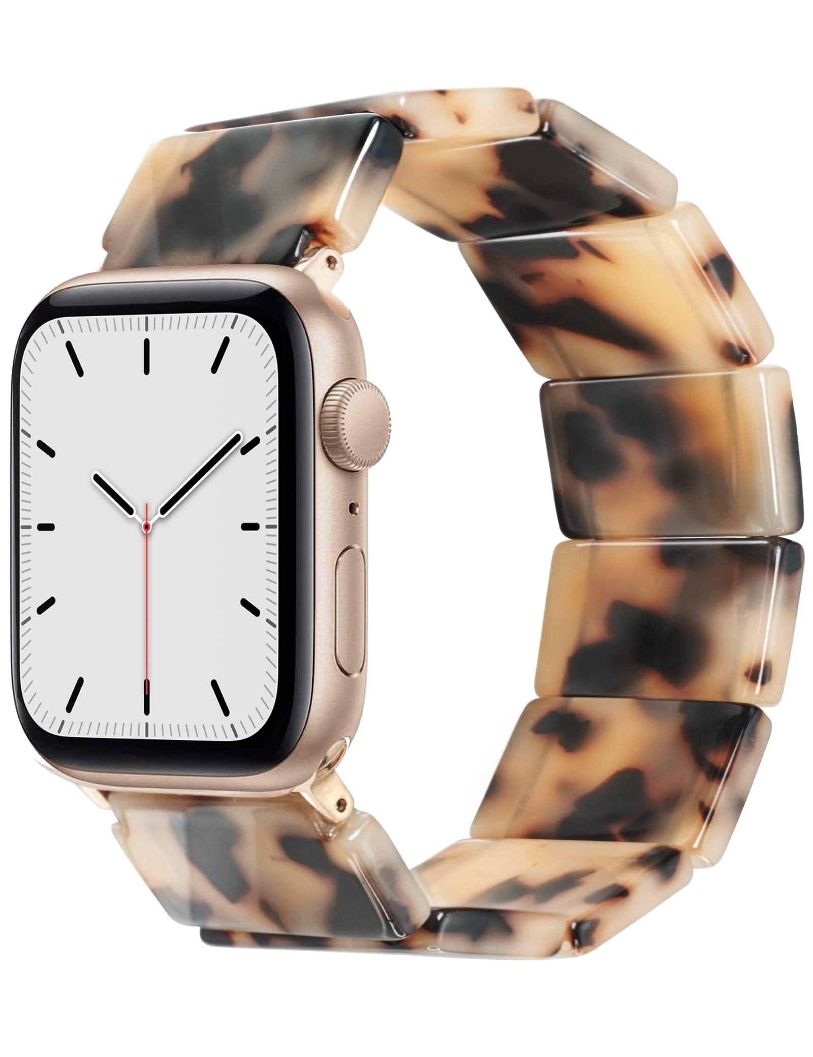 Heesch Compitable With Apple Watch Band 40Mm 38Mm For Women Blonde Tortoise Stretchy Resin Watch Strap For Apple Watch 7,Se,3 Wr