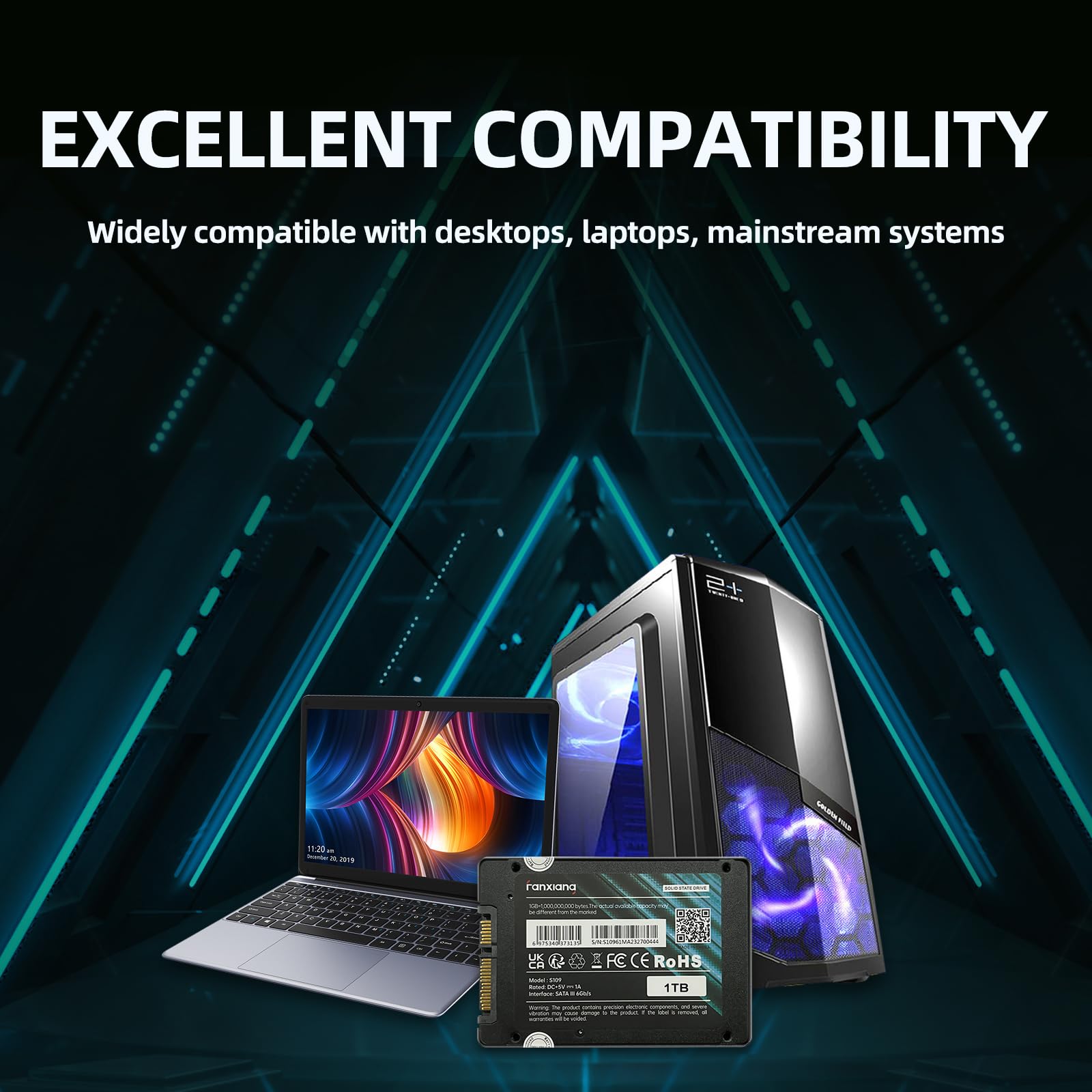 Fanxiang S109 2.5'' Sata Ssd 1Tb With Dram Cache, Up To 560Mb/S, Continuous Writing Without Slowing Down, 3D Nand Tlc, Internal