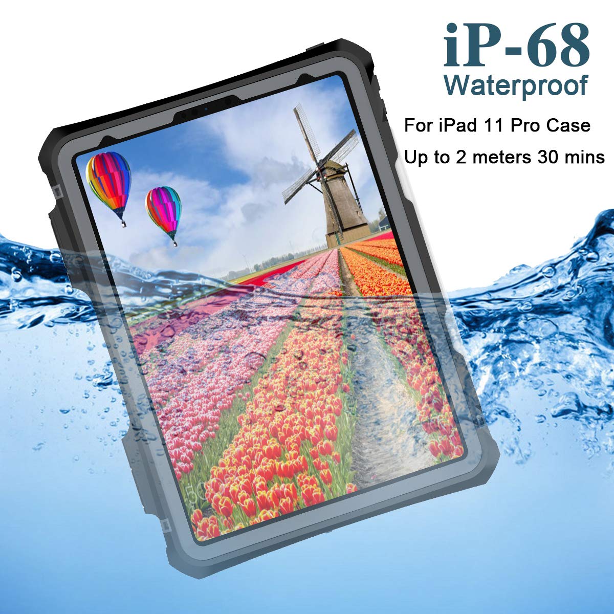 Transy For Ipad Pro 11 Case   Black Waterproof Case For Ipad Pro 11 Inch 2020 2021 2022 New Clear Full Body Protection Bumper Ca