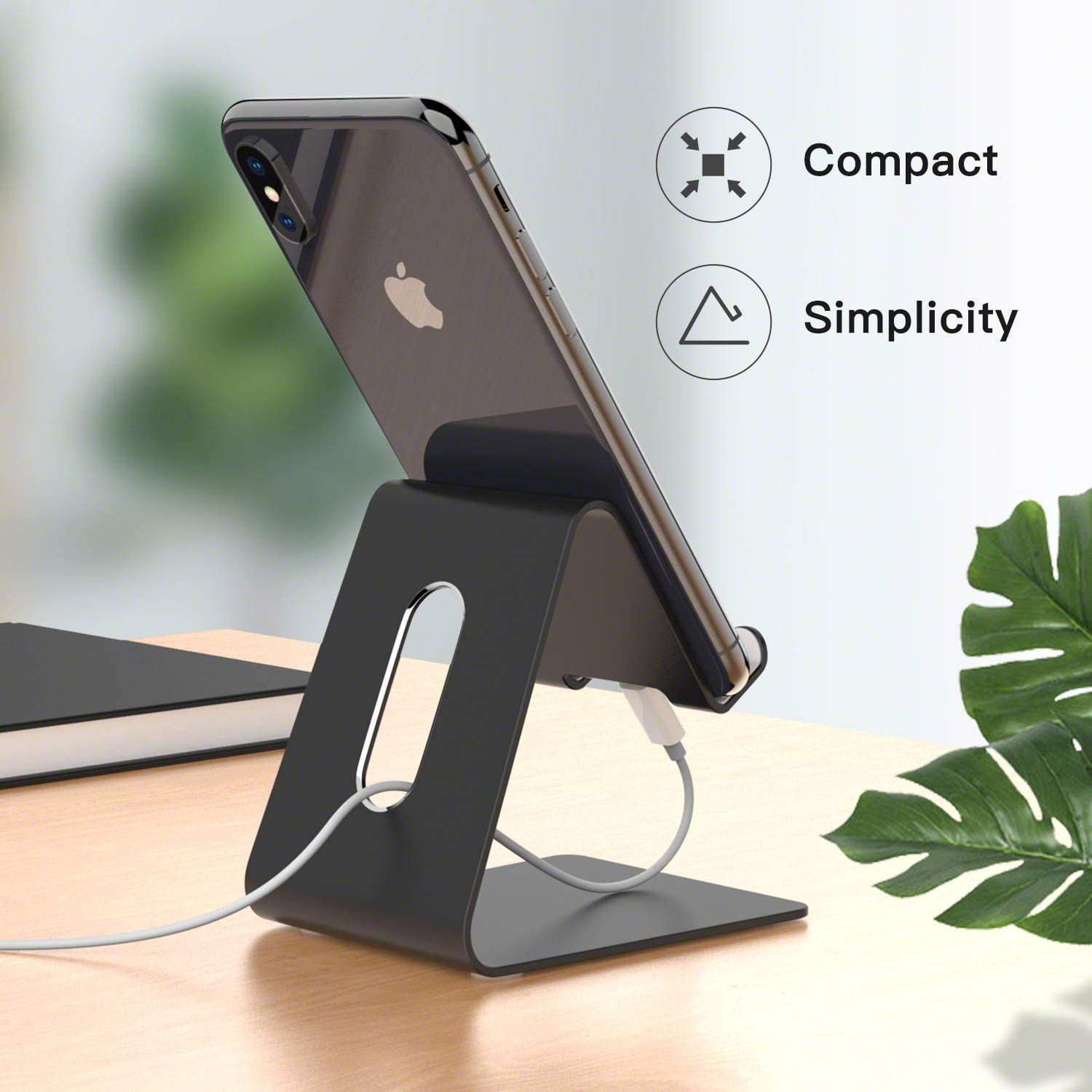 Verigle Cell Phone Holder Black, Compatible With 4 8 Inch Iphone Xs Xr, Tablet, All Android Smartphone