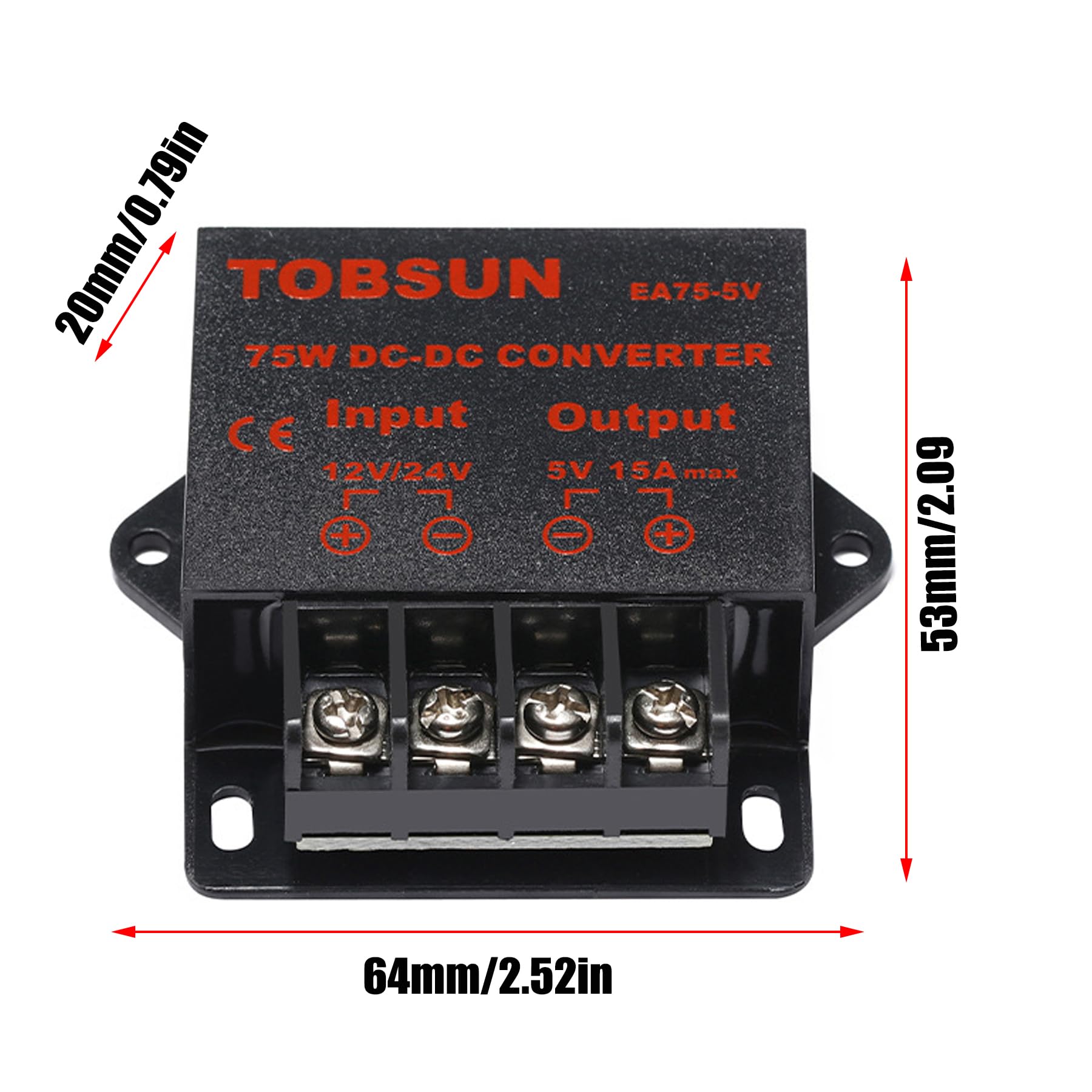 Mggi Dc/Dc 12V 24V To 5V 15A 75W Voltage Reducer Converter Regulator, Step Down Converter Regulator Dc To Dc Waterproof Power Su