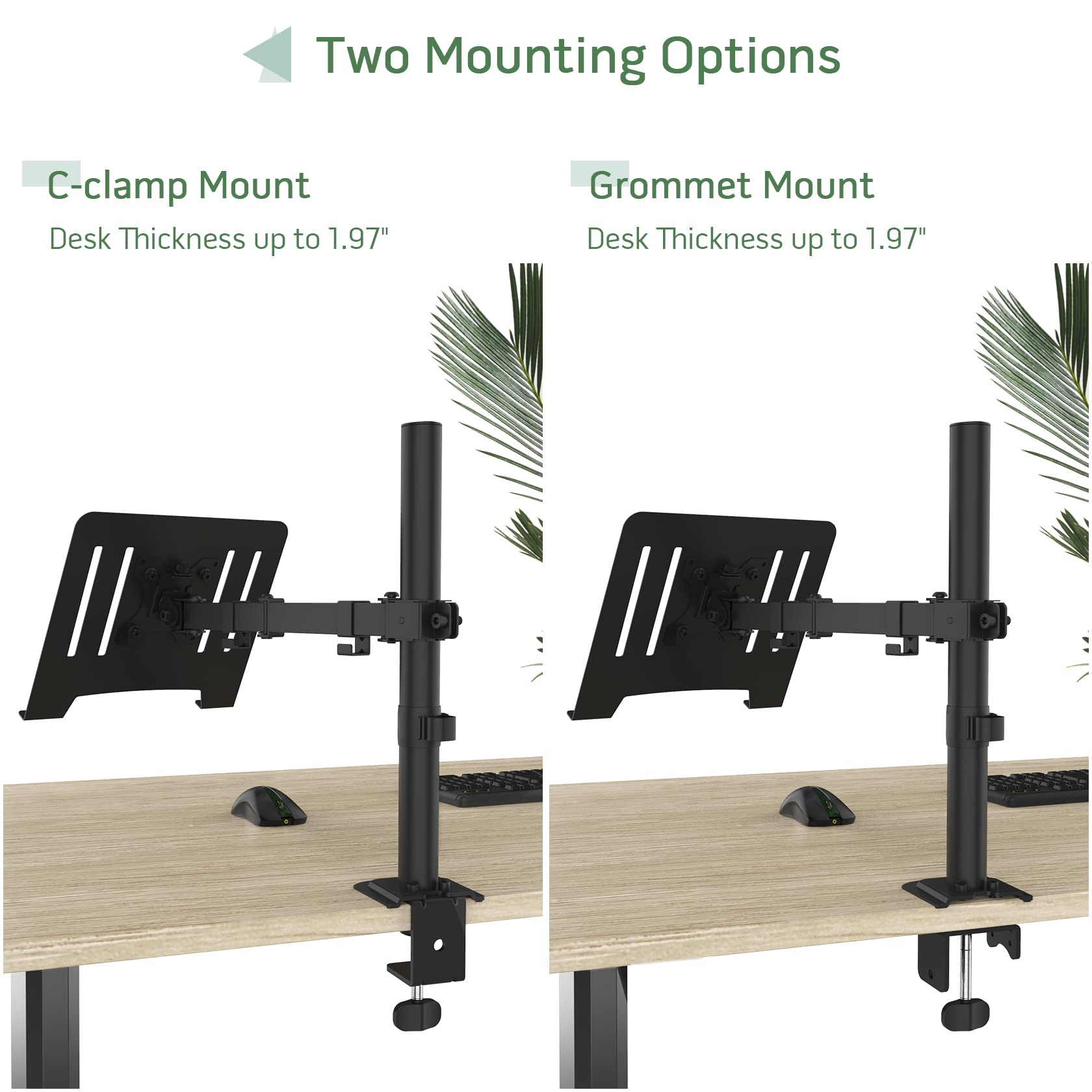 Upgravity Laptop Desk Mount, Single Laptop Computer Mount With Vented Tray For 1 Notebook Up To 17 Inch, Heavy Duty Laptop Stand