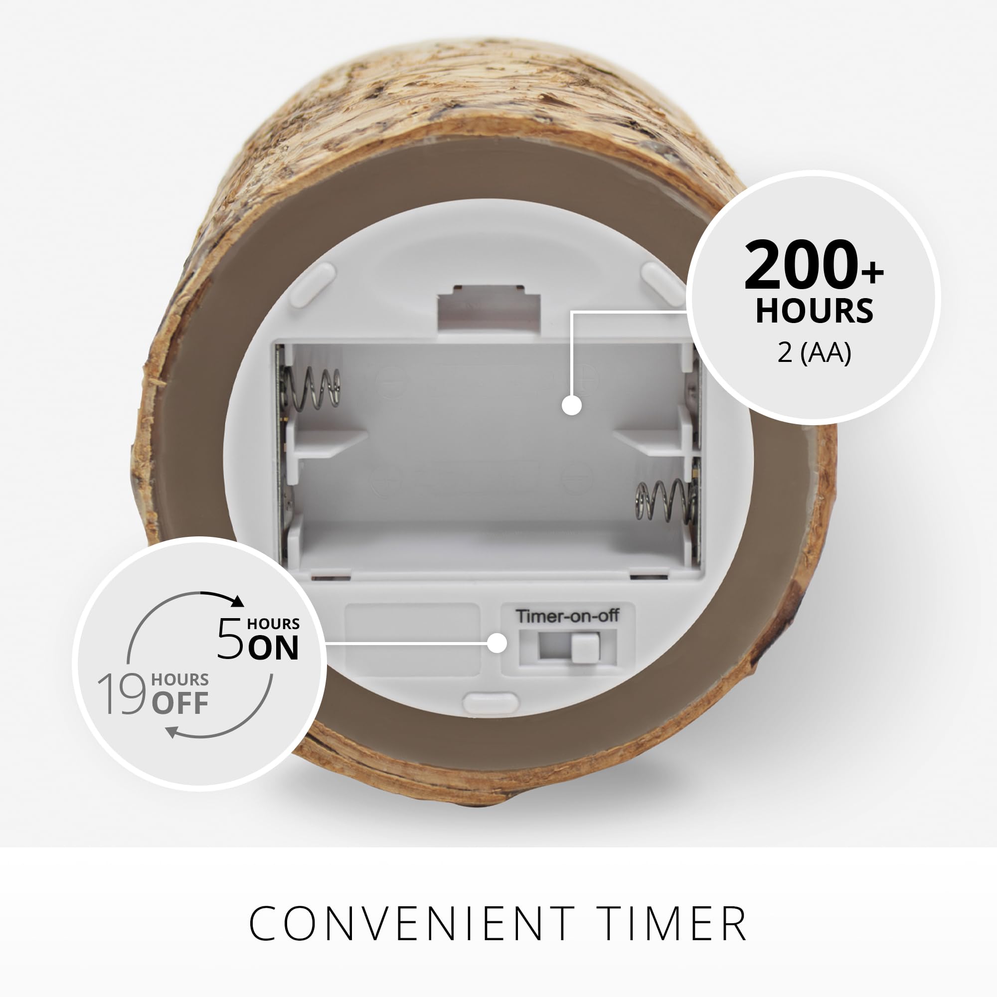 Luminara Real Birch Bark Wrapped Flameless Led Candle, 3.5'' X 6.5'', Battery Operated Moving Flame Pillar Light With Timer   Na