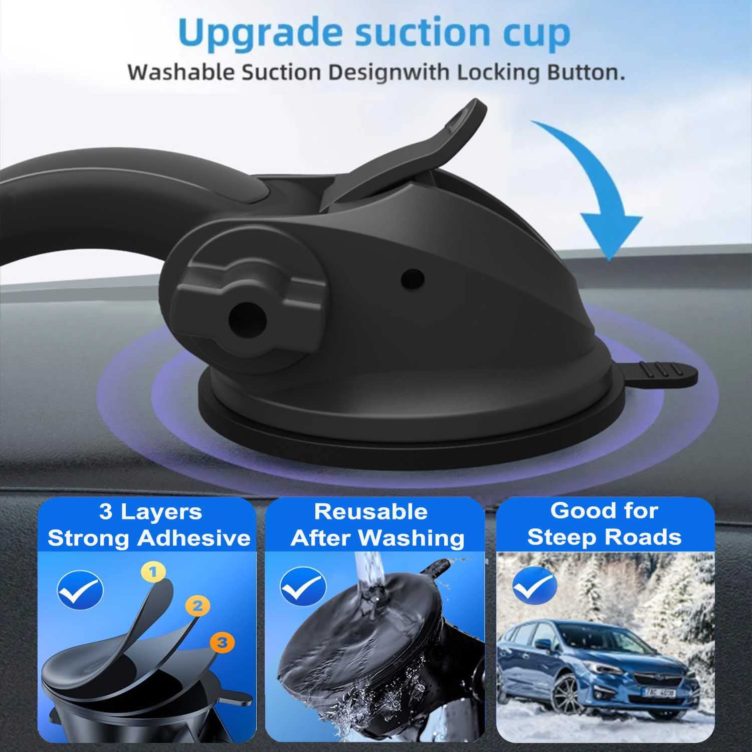 Cuxwill Tablet Mount Car Dashboard Holder For 4 13'' Ipad Phone, Truck Dash Holder With Strong Suction Cup For For Ipad Pro 12.9