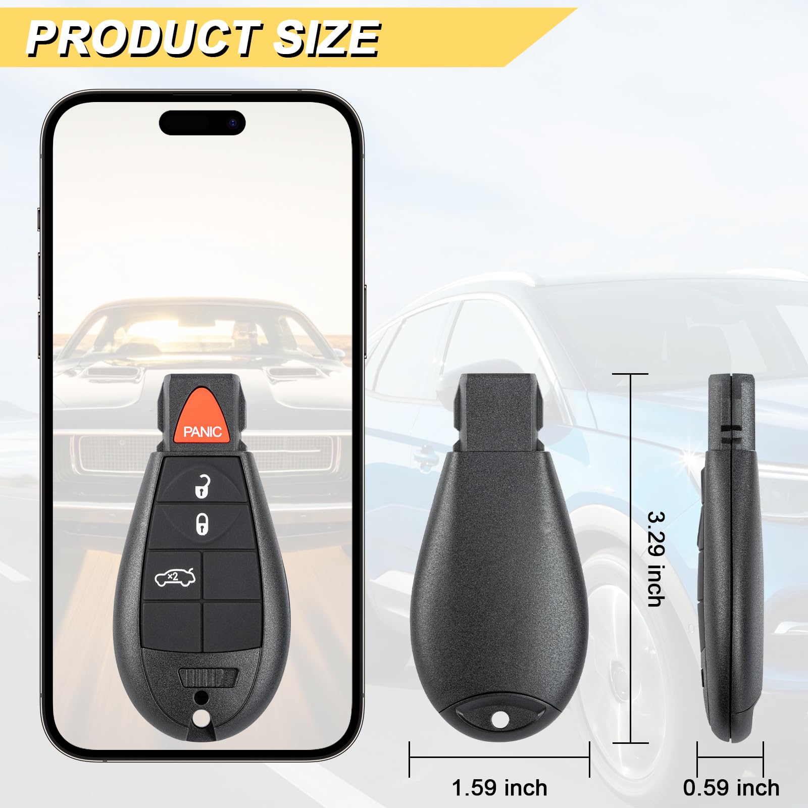 Vurkcy Key Fob Replacement For 2012 2013 2014 2015 2016 Dodge Dart Car Keyless Entry Remote Control, M3N32297100, 4 Buttons