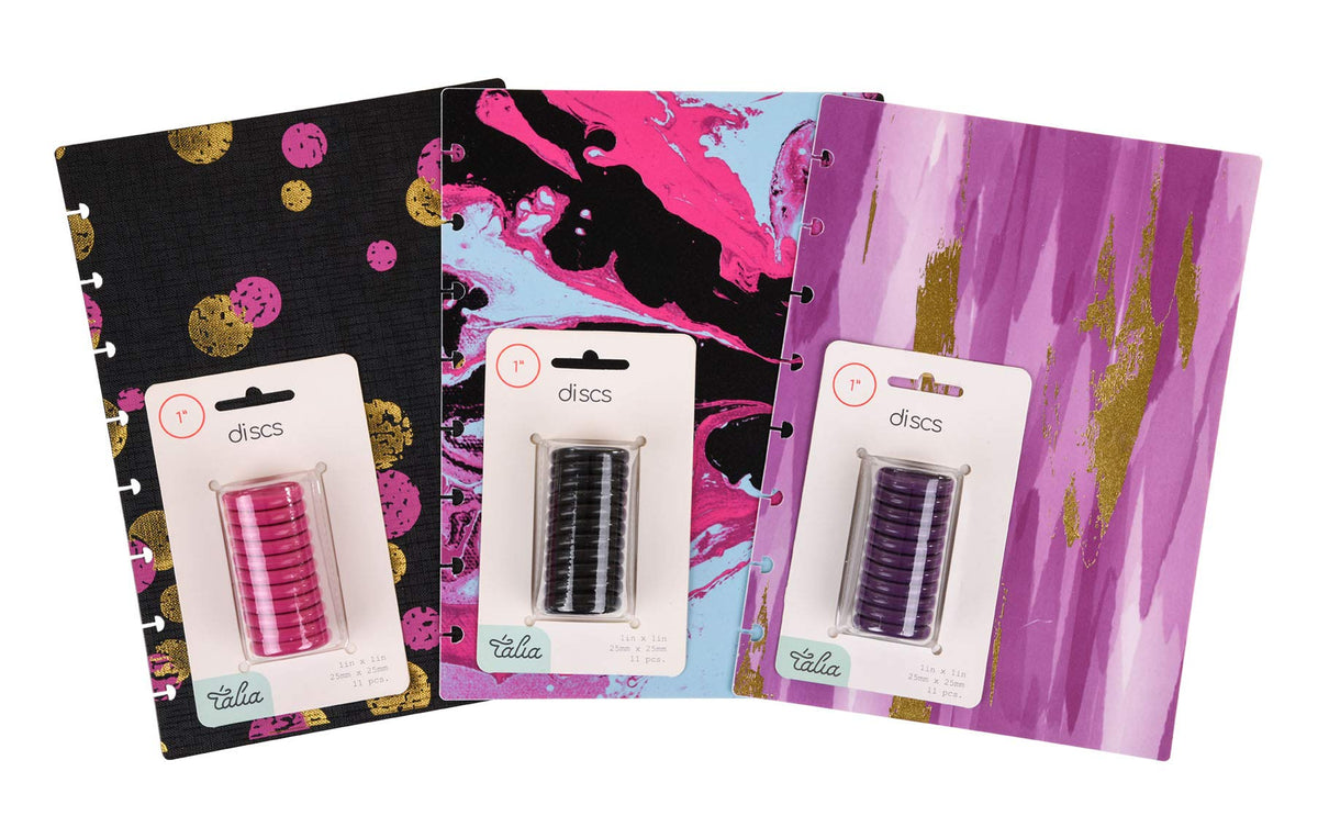 Talia Discbound Notbook   Cover And Disc Set (Set 8 (3Pk Designs), Midsize Set)   Bouncem Wpk, Marbletaffy Wbk, Purple Luxe Wstp