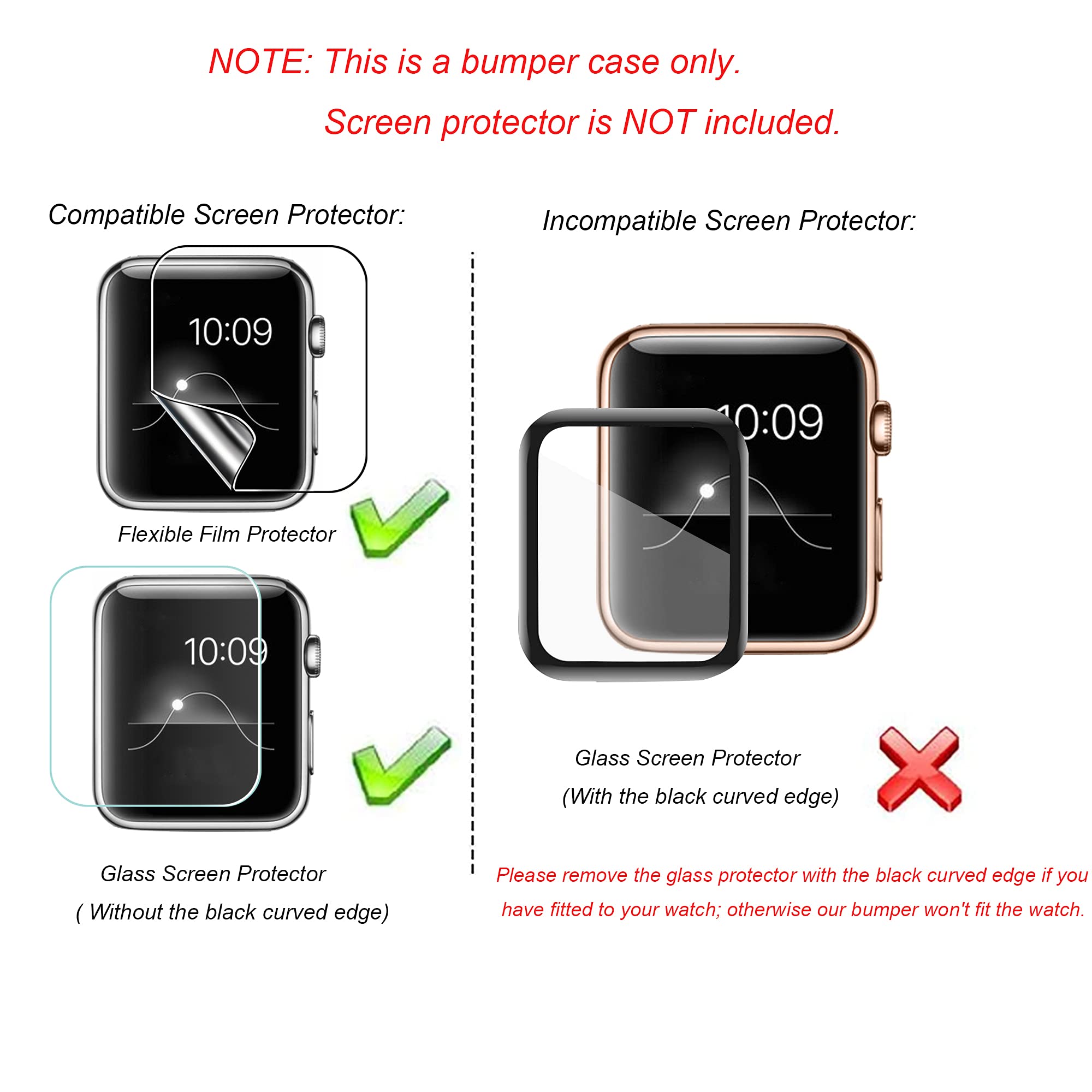 Secbolt 38Mm Case Compatible With Apple Watch Band, Bling Full Cover Bumper Protective Frame Screen Protector For Iwatch Series